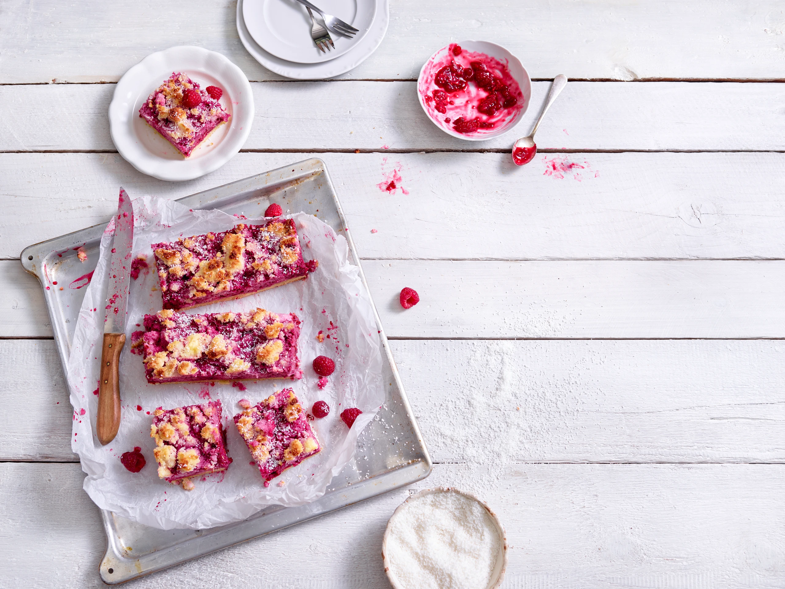 Himbeerkuchen mit Kokos-Topping