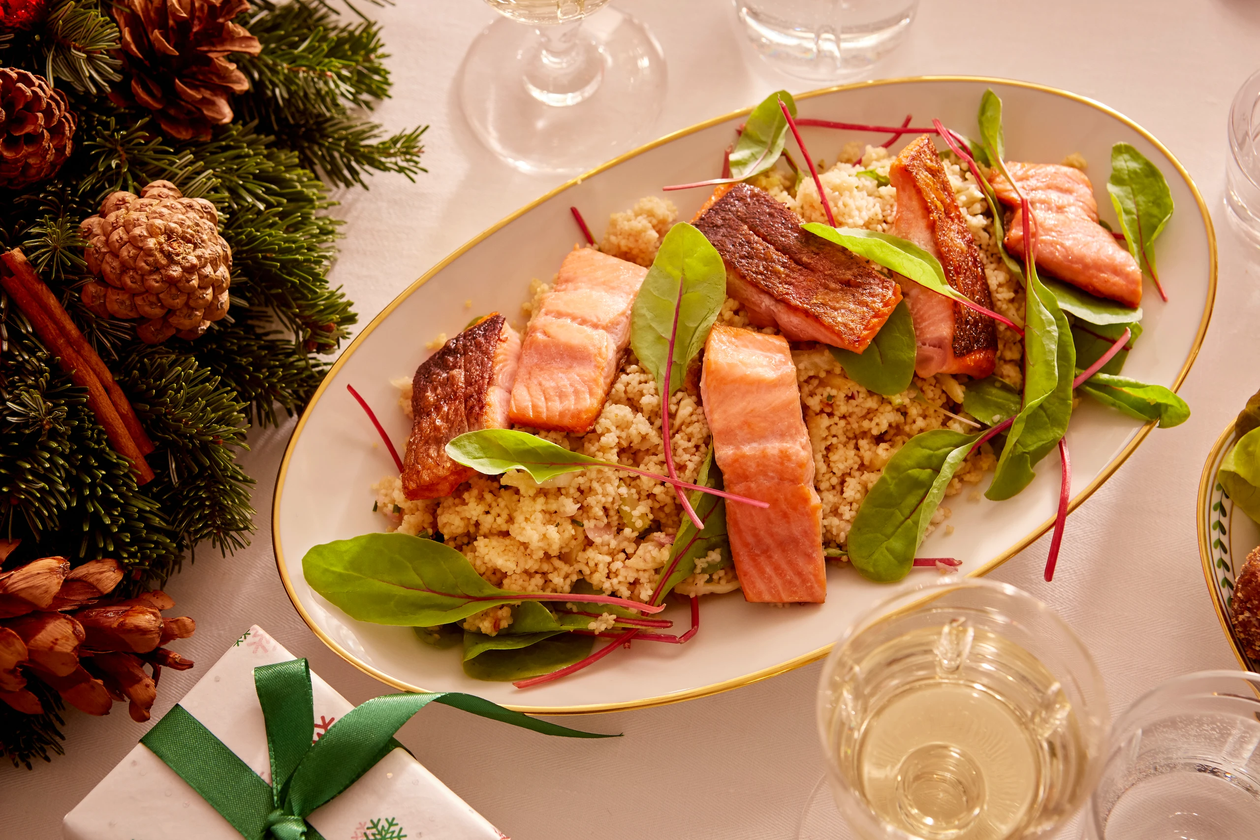 Lachsforelle mit Fenchel-Mangold-Couscous