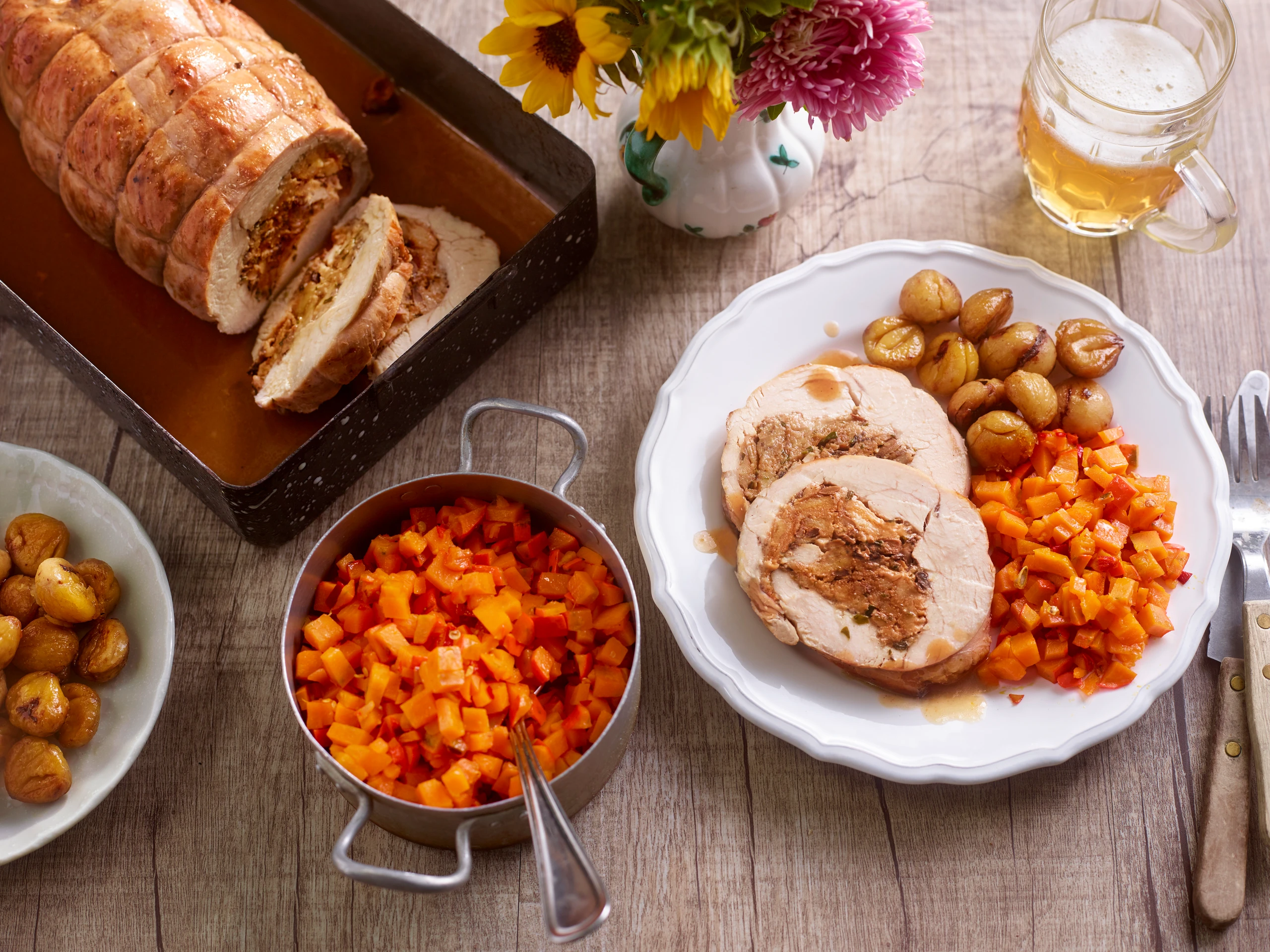 Putenbraten mit Brioche-Schwammerlfülle