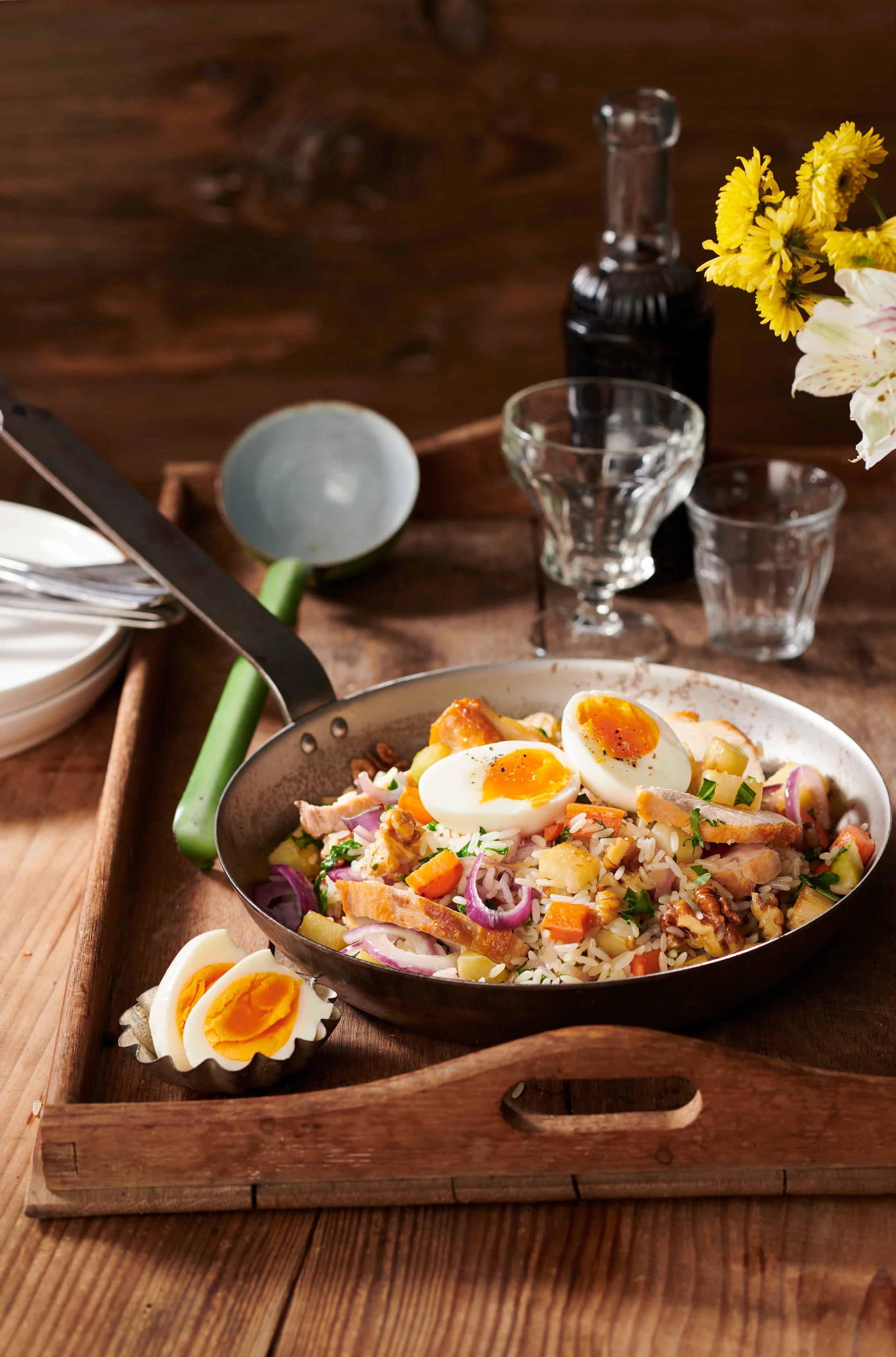 Gebratener Gemüsereis mit Huhn