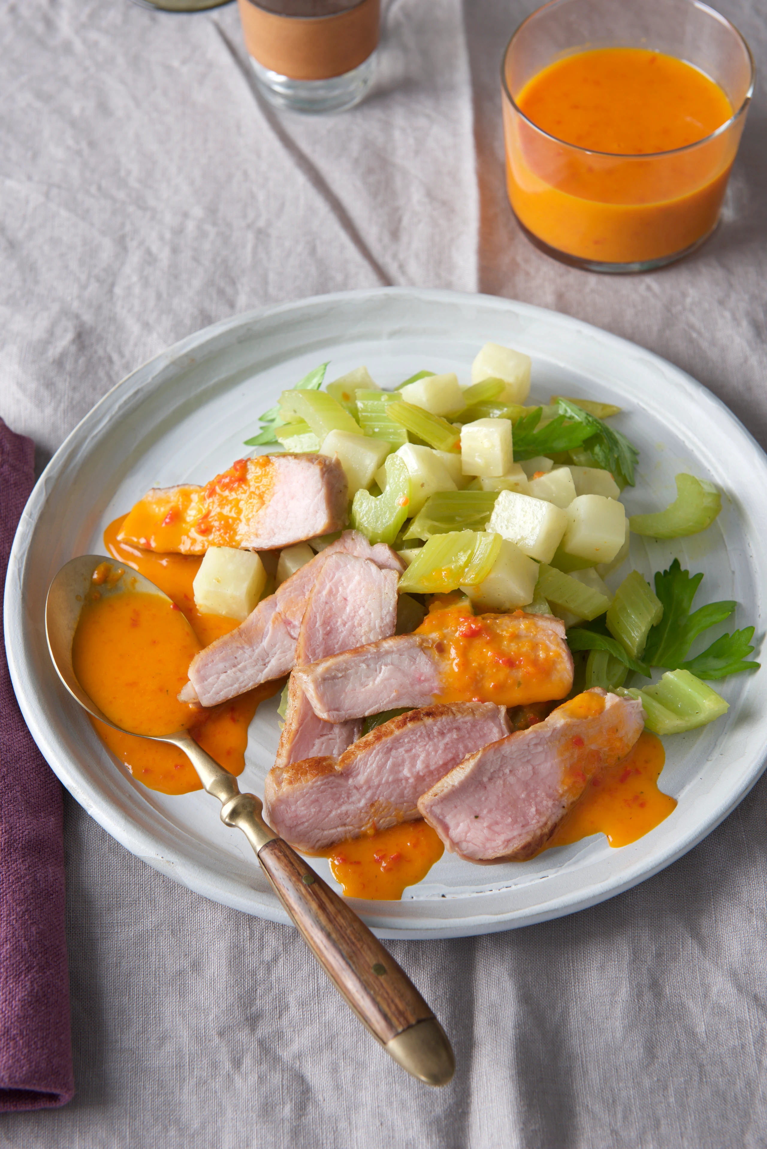 Tagliata vom Kalb mit Paprika-Kokossauce