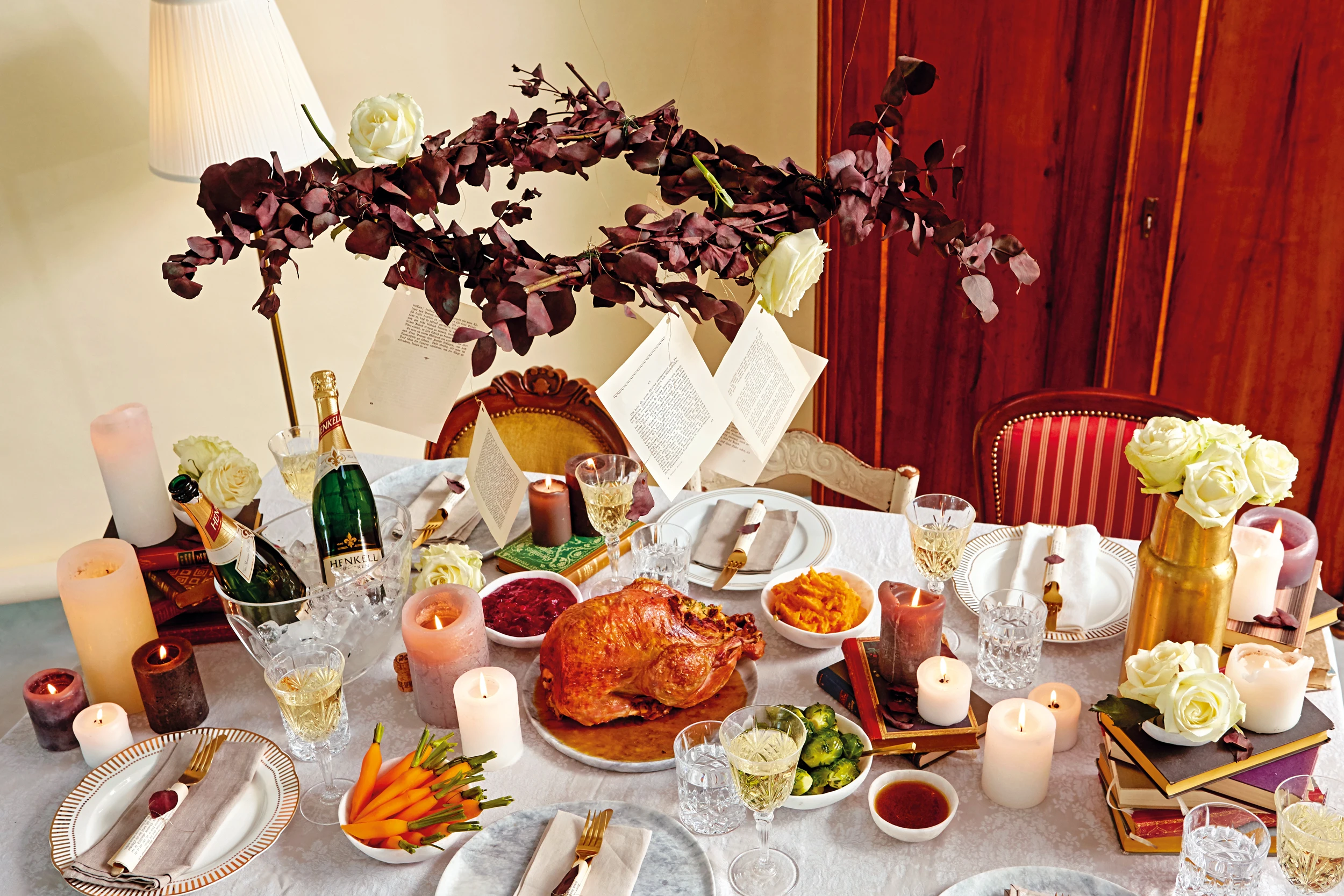 Gefüllter Truthahn mit Cranberrysauce und Süßkartoffelpüree