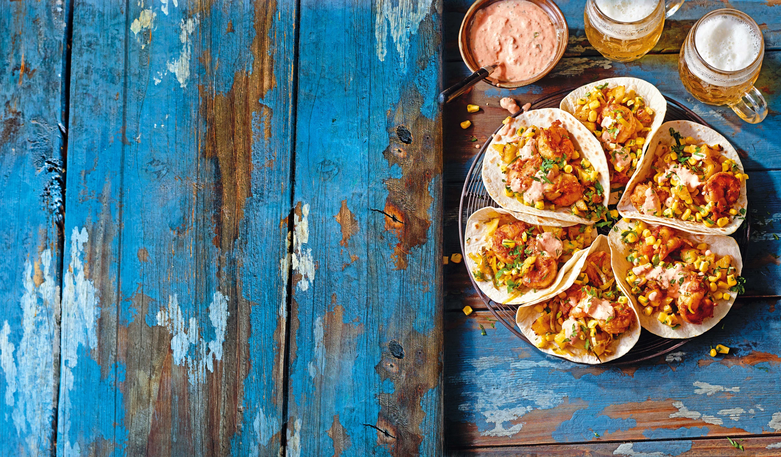 Camarones dulces: Tacos mit Garnelen, Ananas und Limette