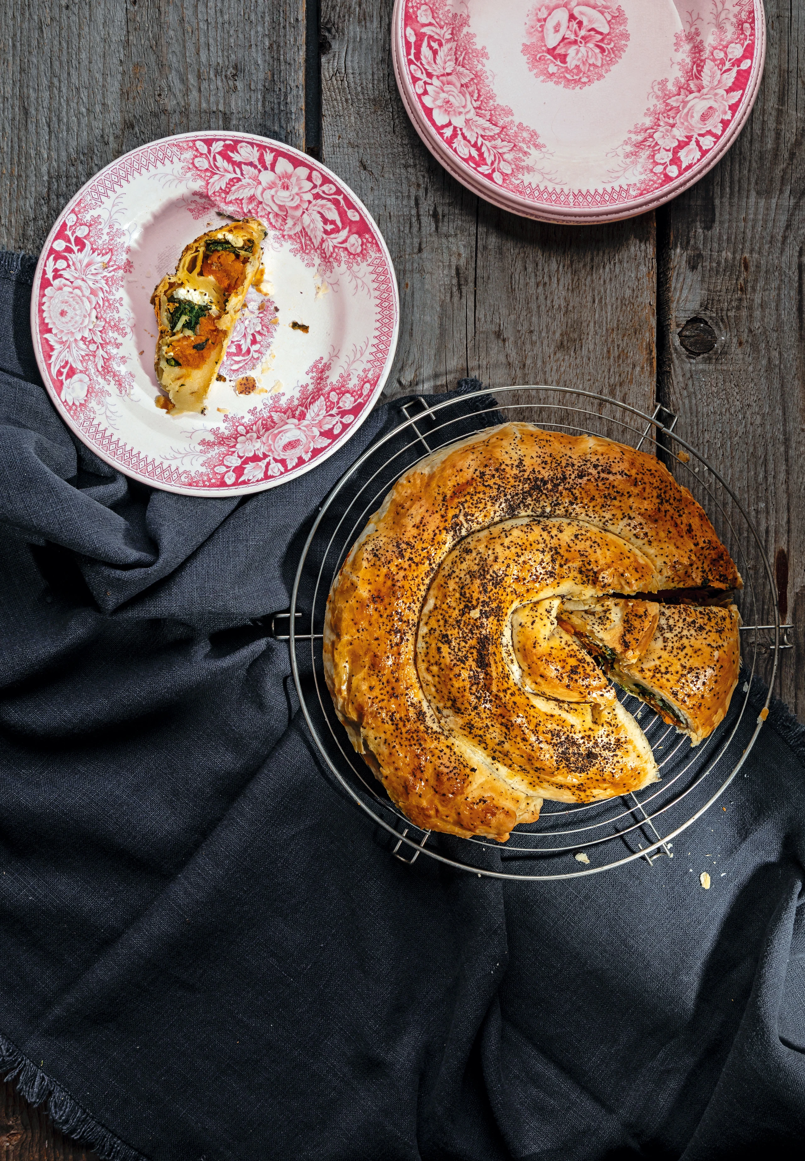 Pastilla mit Süßkartoffeln und Spinat