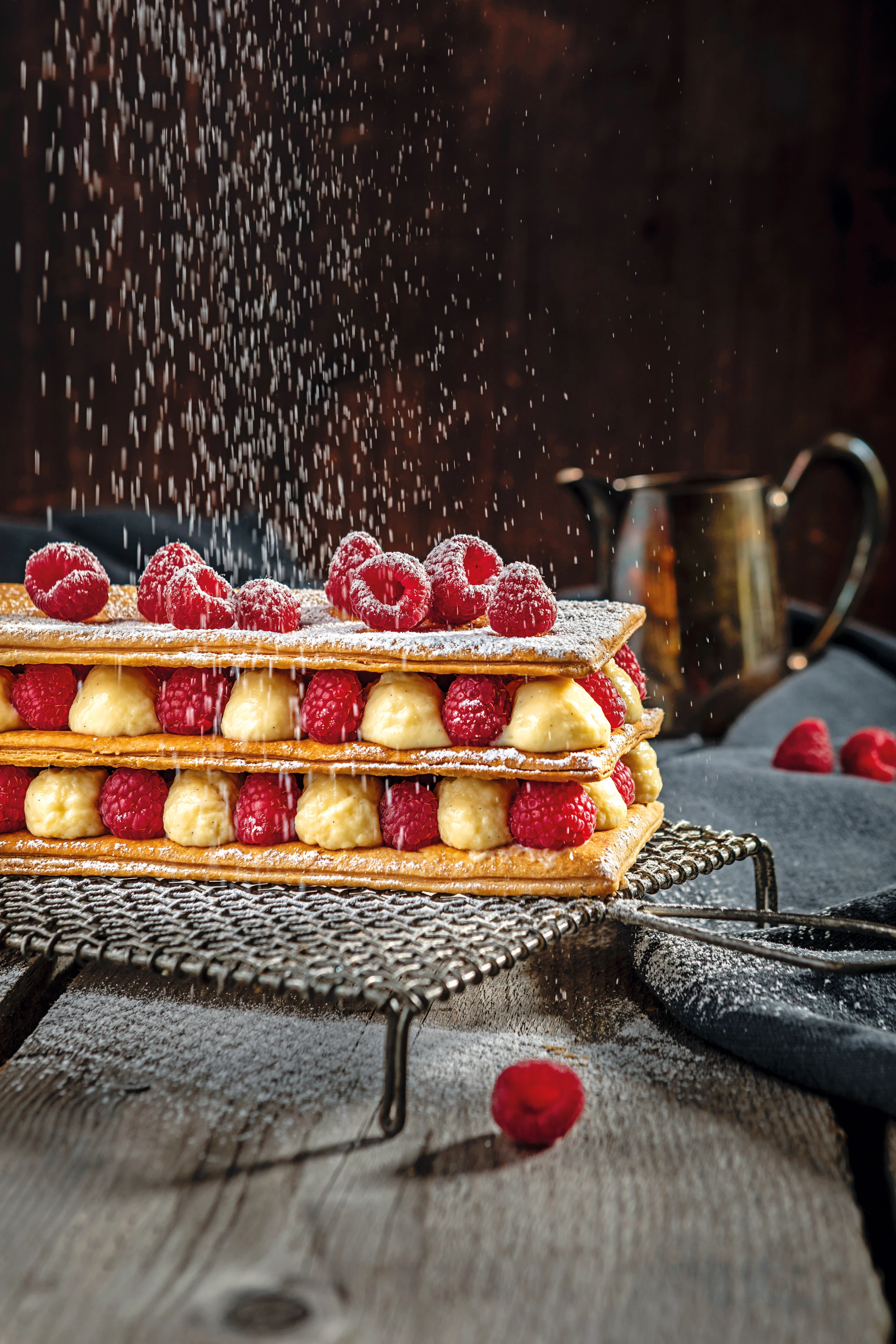 Mille-feuille mit Vanillecreme & Himbeeren