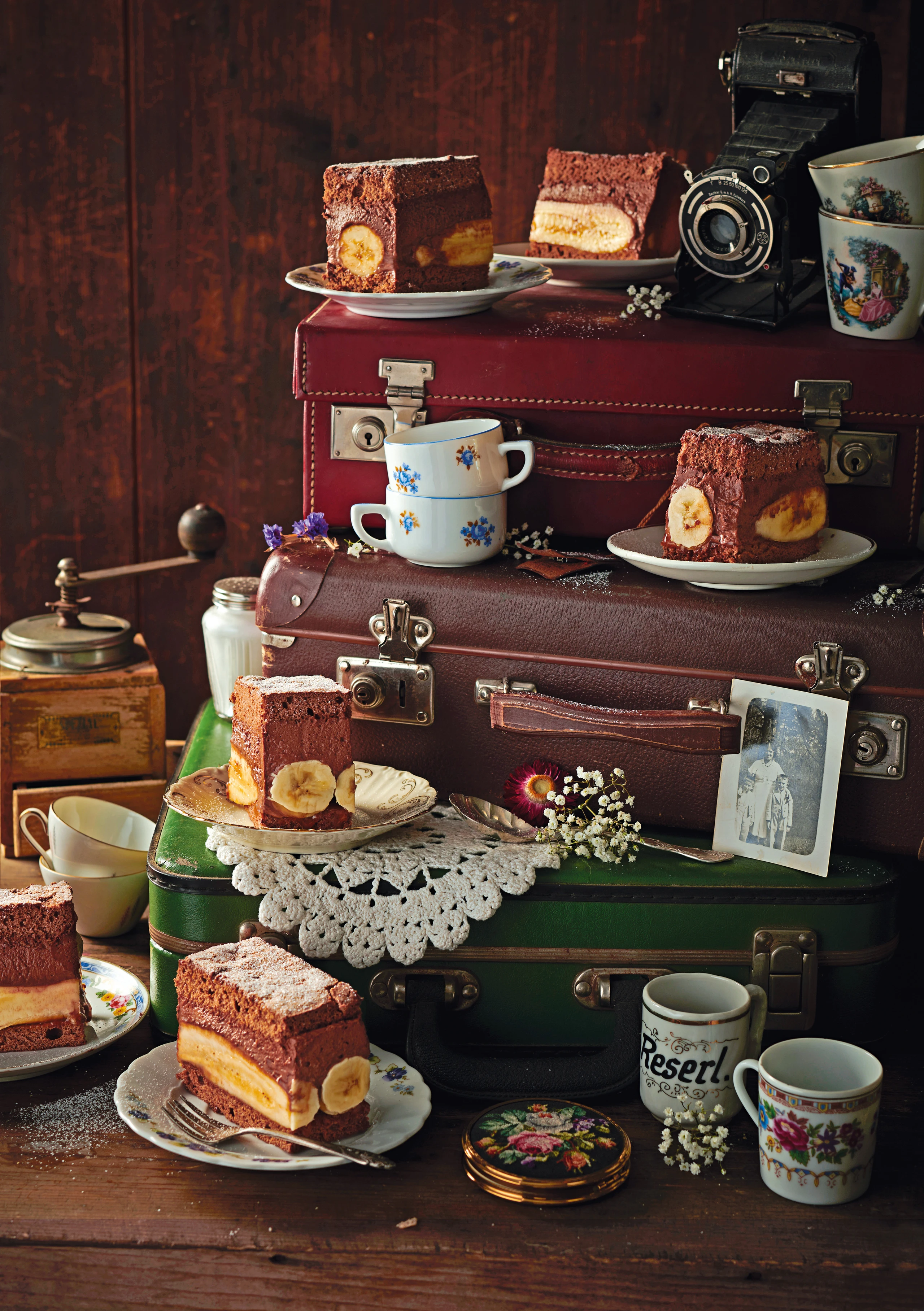 Bananenschnitte mit Schokomousse