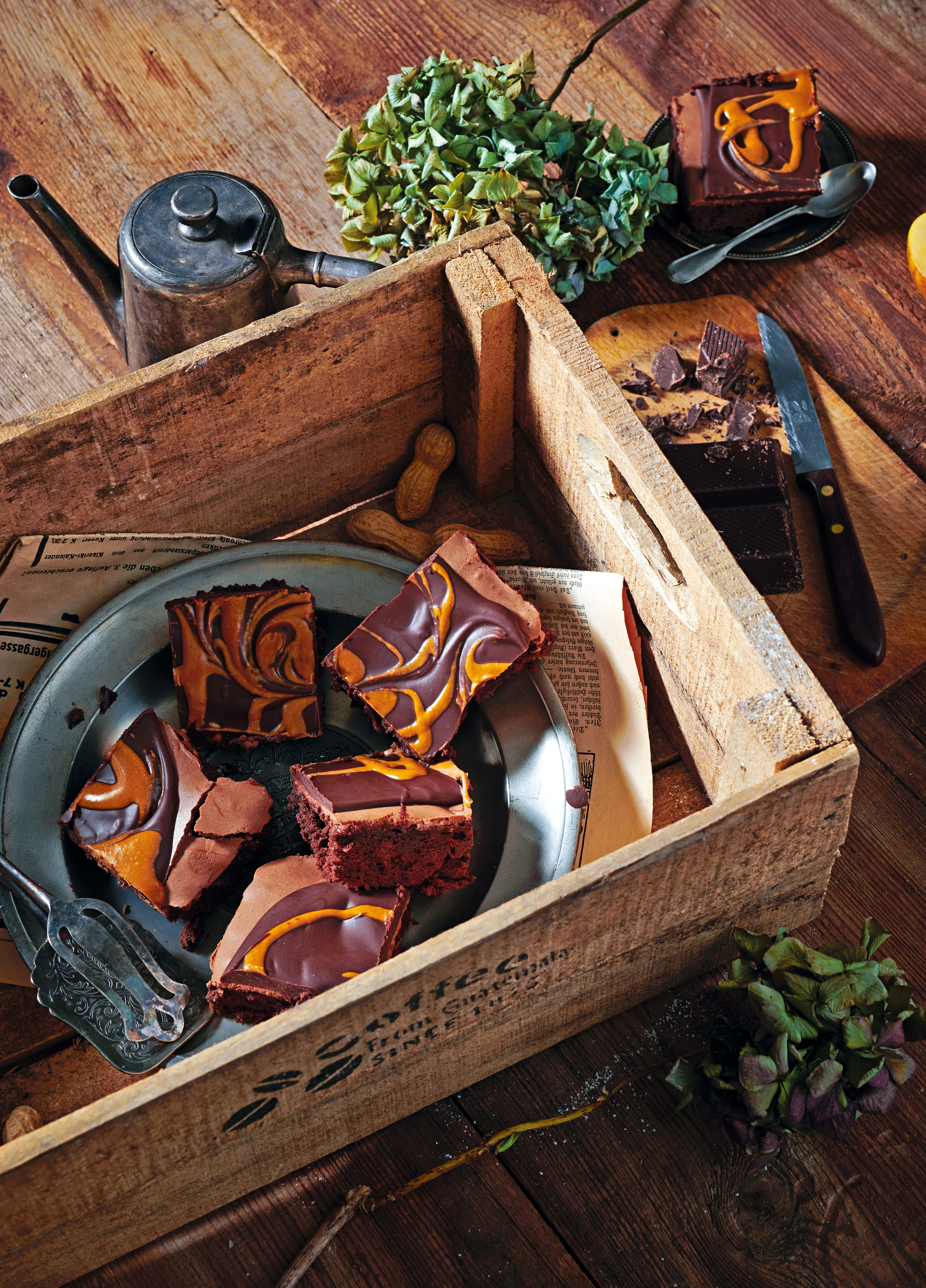 Browniekuchen mit Erdnussbutter-Swirl