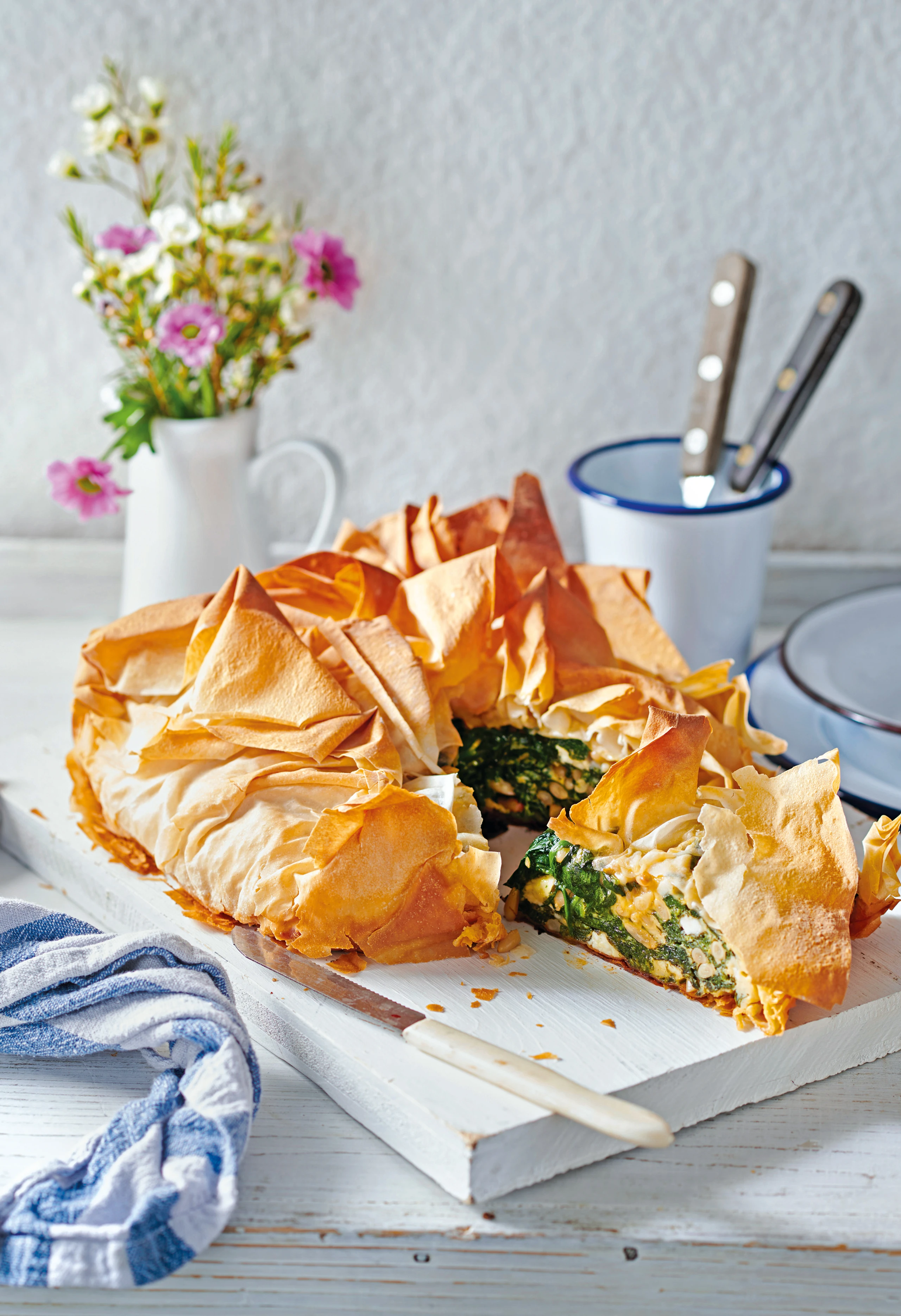 Filo-Pie mit Spinat und Feta