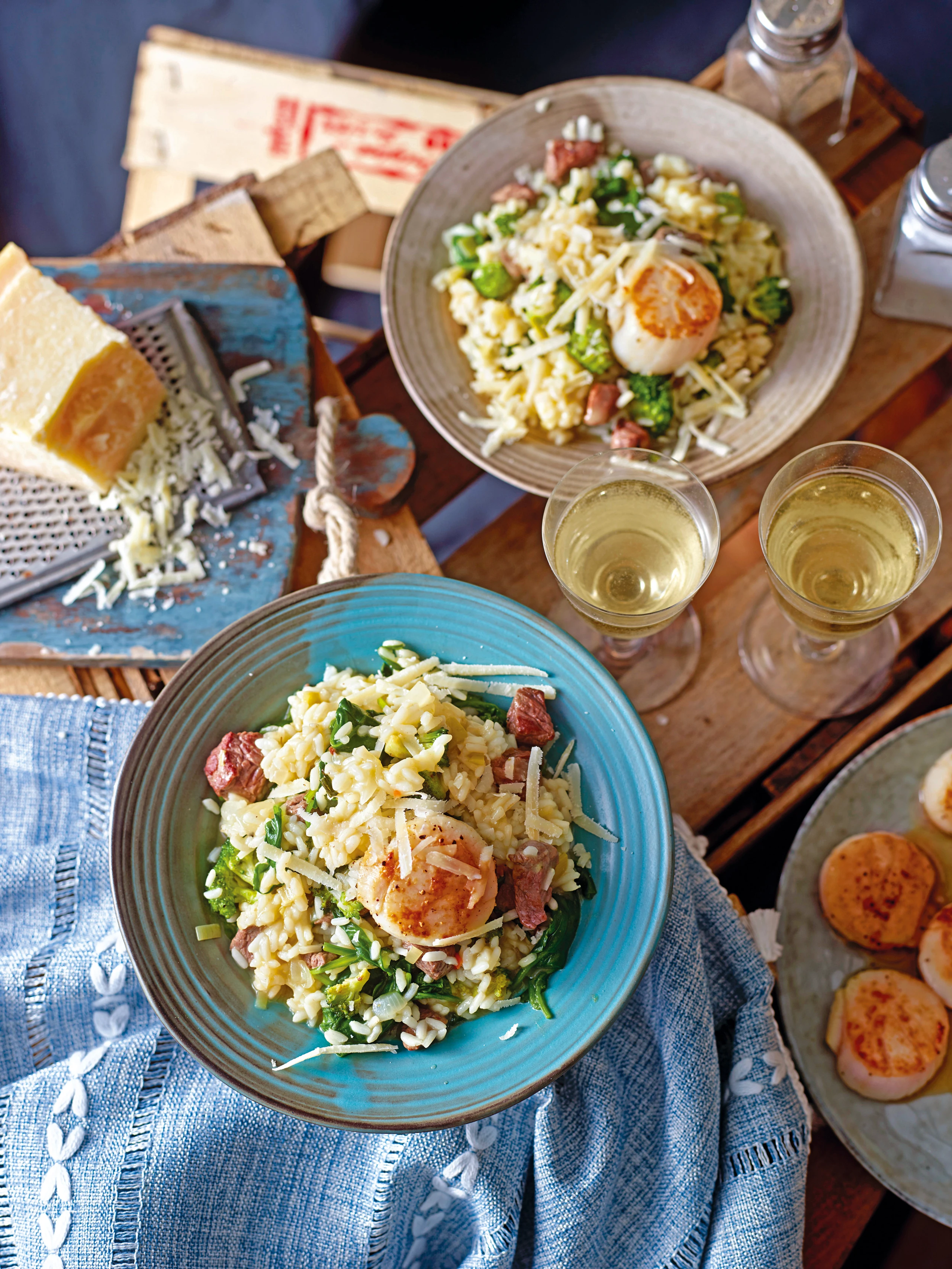 Risotto mit Rindfleisch und Jakobsmuscheln