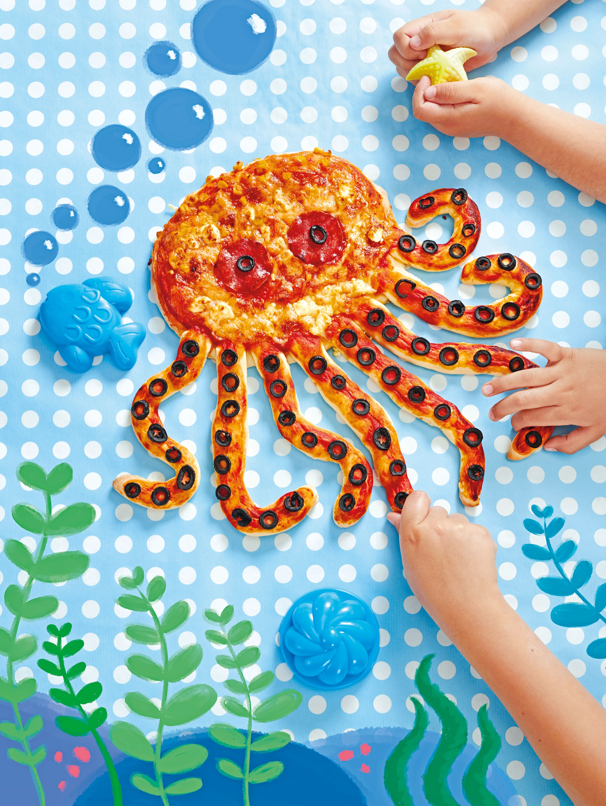 Lustige Oktopus-Pizza