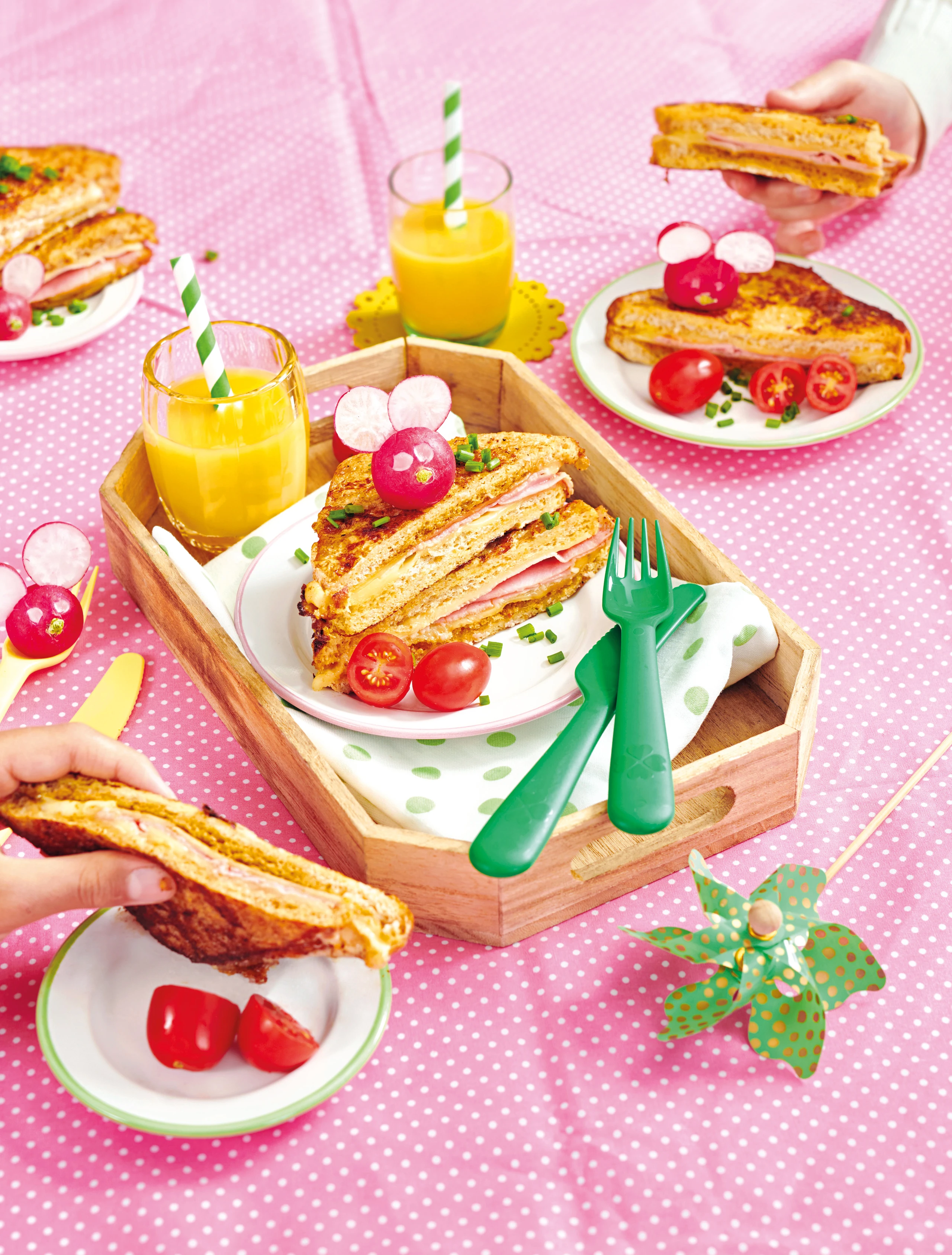 Armer Ritter mit Käse, Schinken und Radieschenmäusen