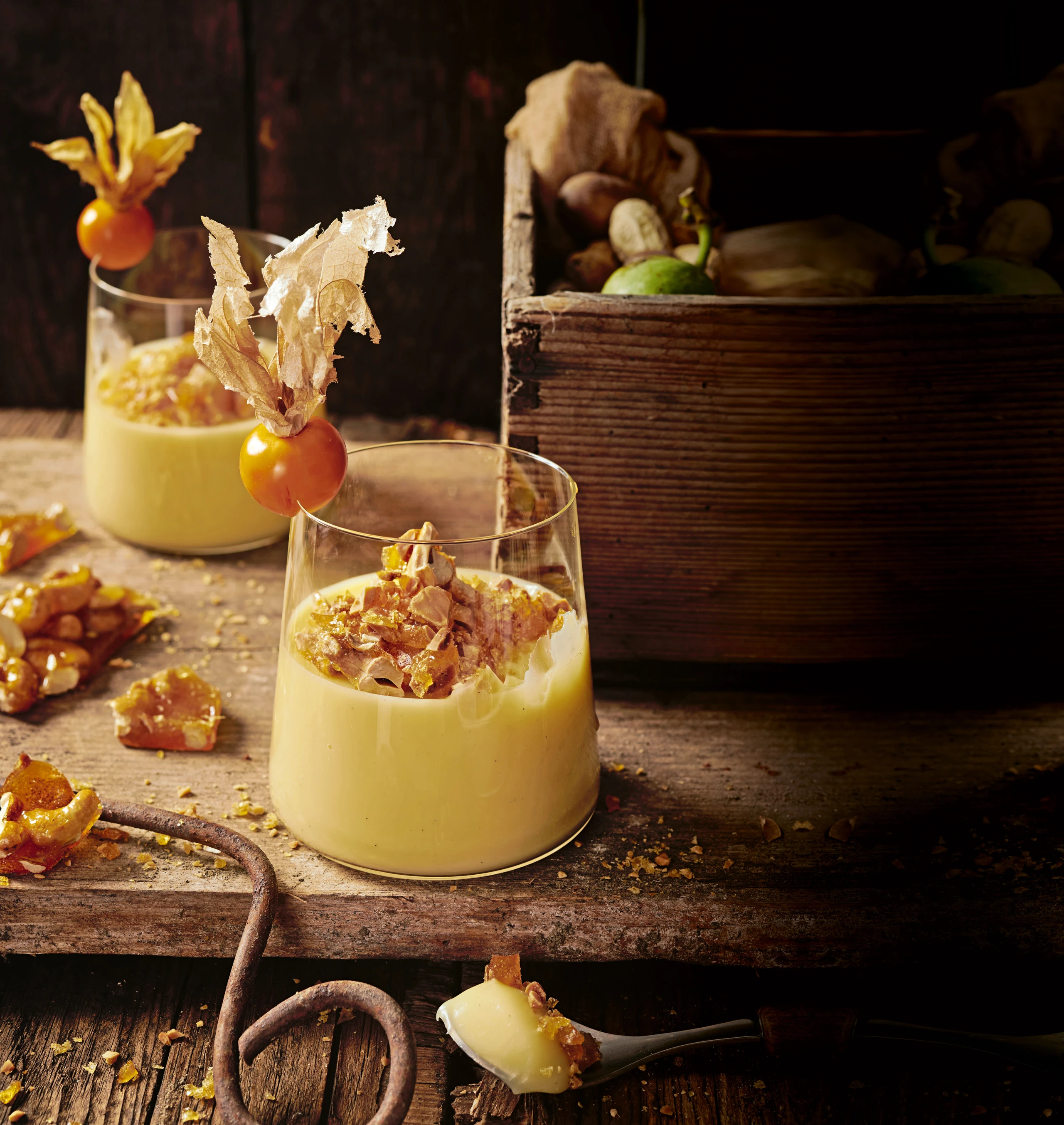 Weiße Schokolade-Ganache mit Espresso & Cashew-Krokant