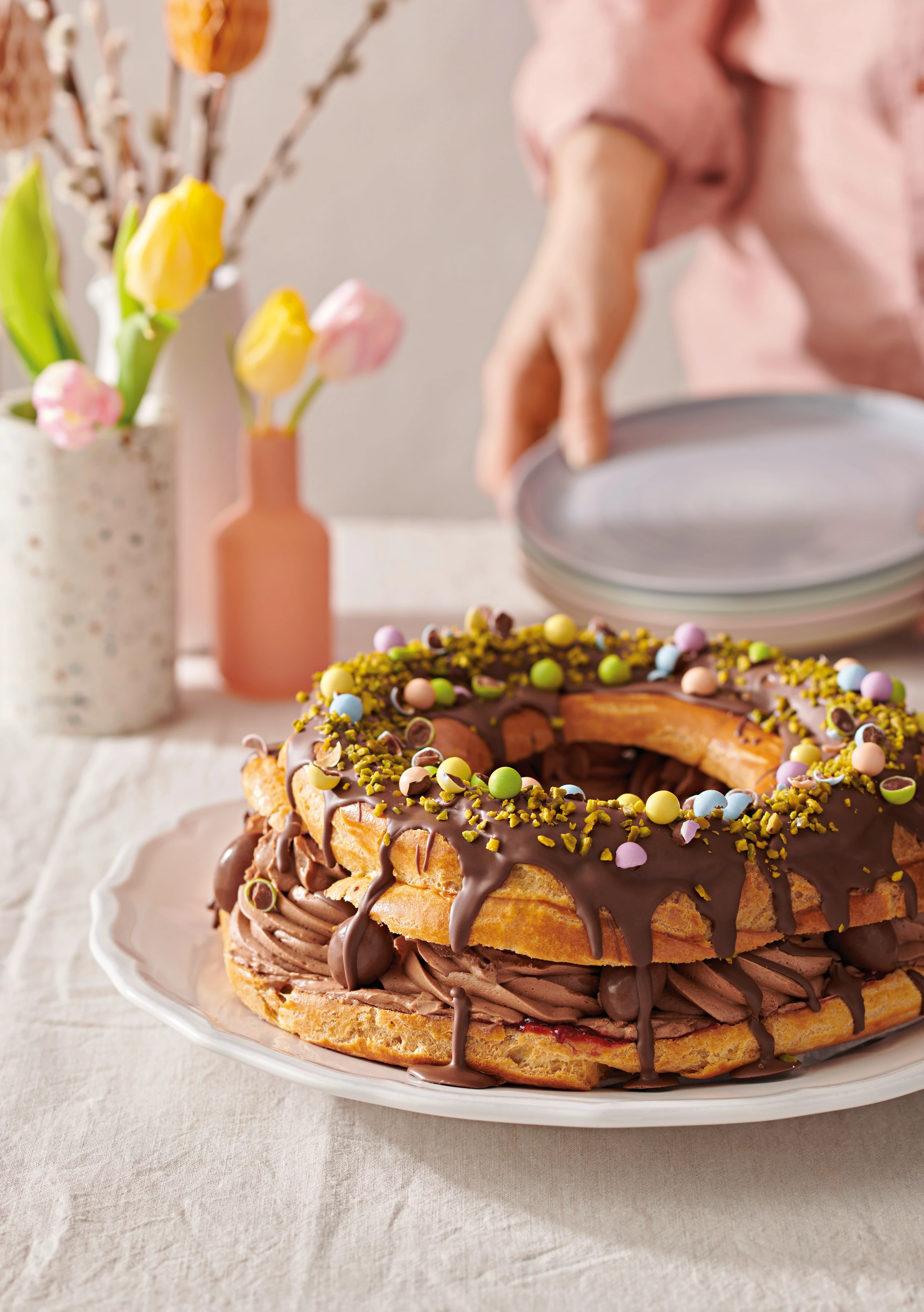 Brandteigkranz mit Haselnusscreme