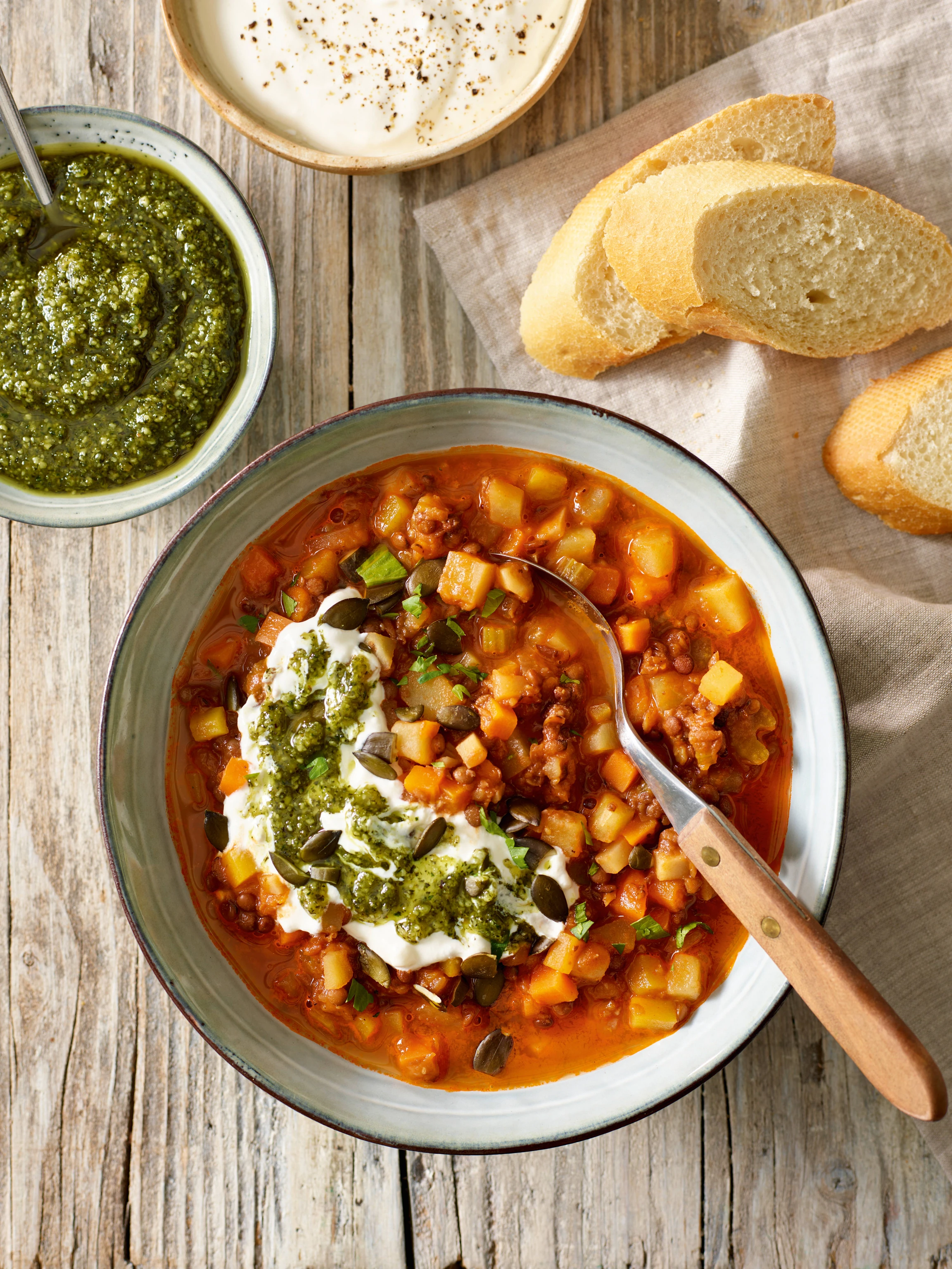 Linseneintopf mit Wurzelgemüse