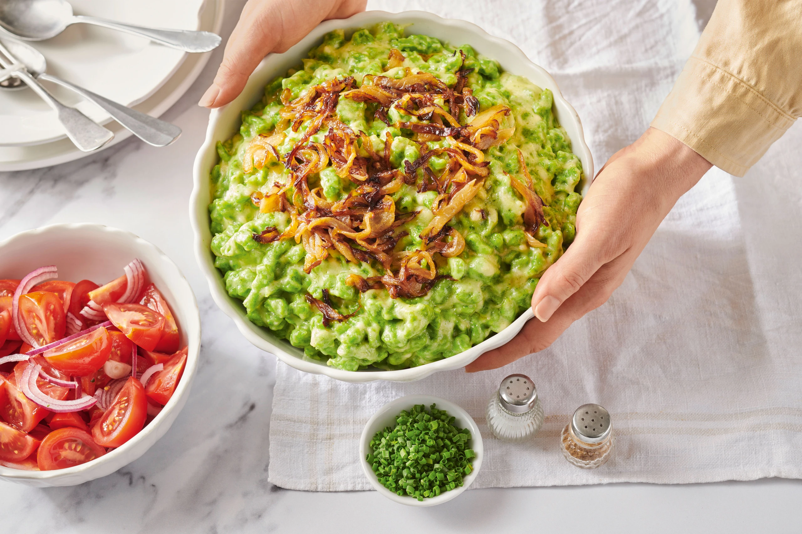 Bärlauchspätzle mit Bergkäse