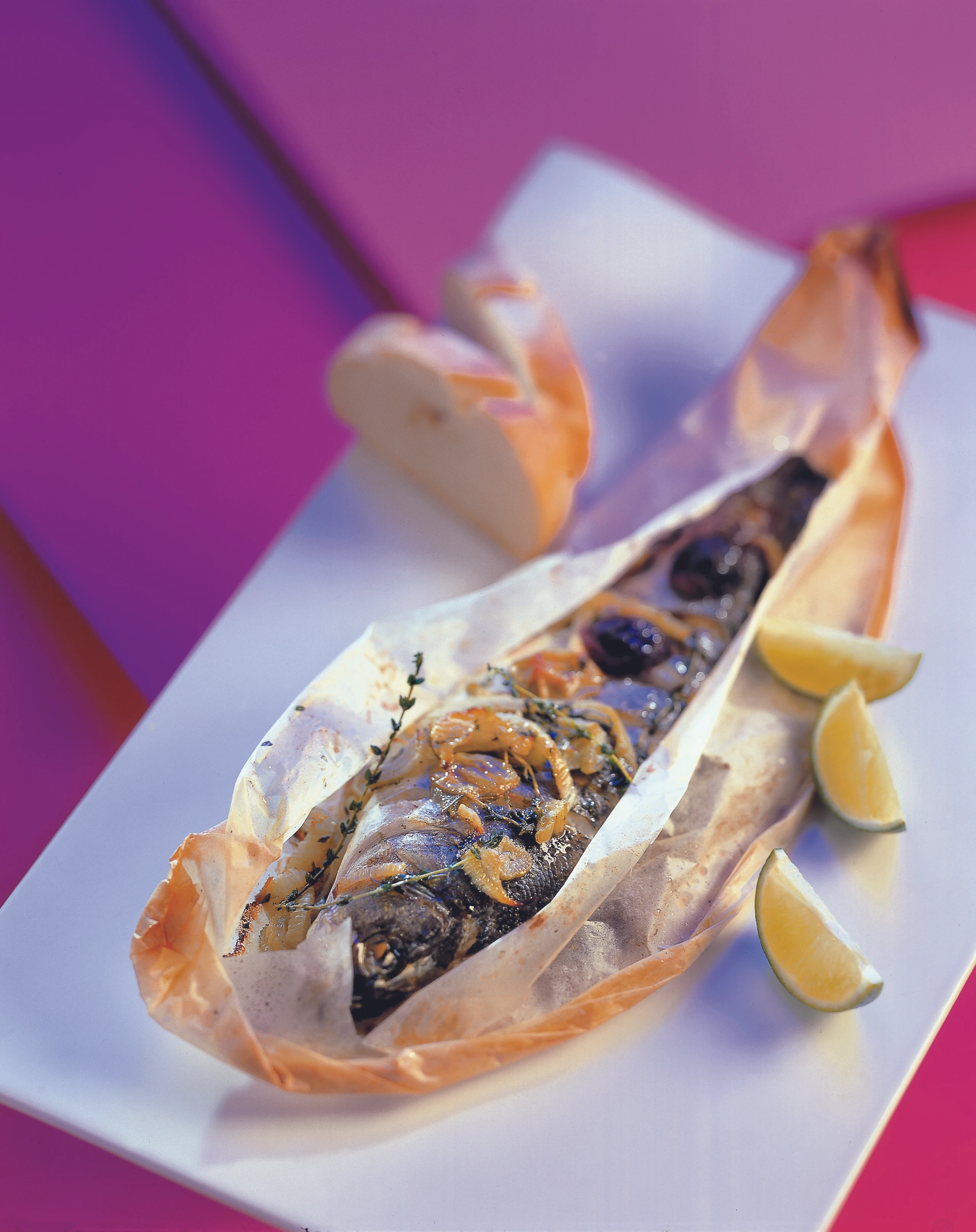 Wolfsbarsch mit Fenchel und Trauben