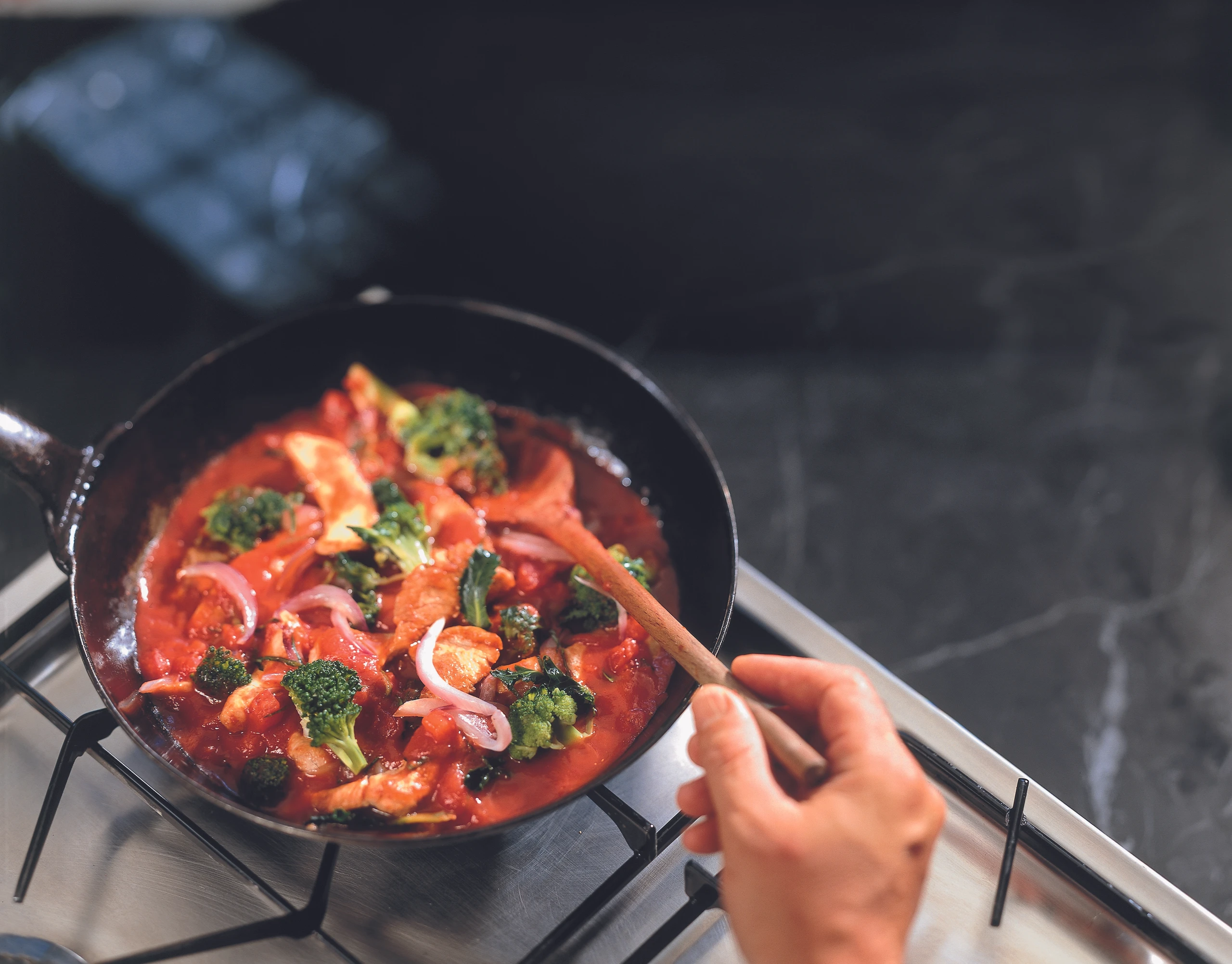 Putengeschnetzeltes mit Gemüse und Couscous