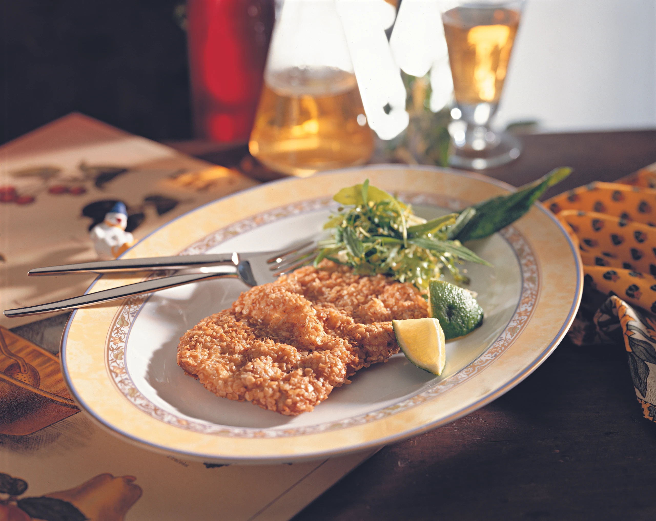 Schnitzel in Haferflockenpanier