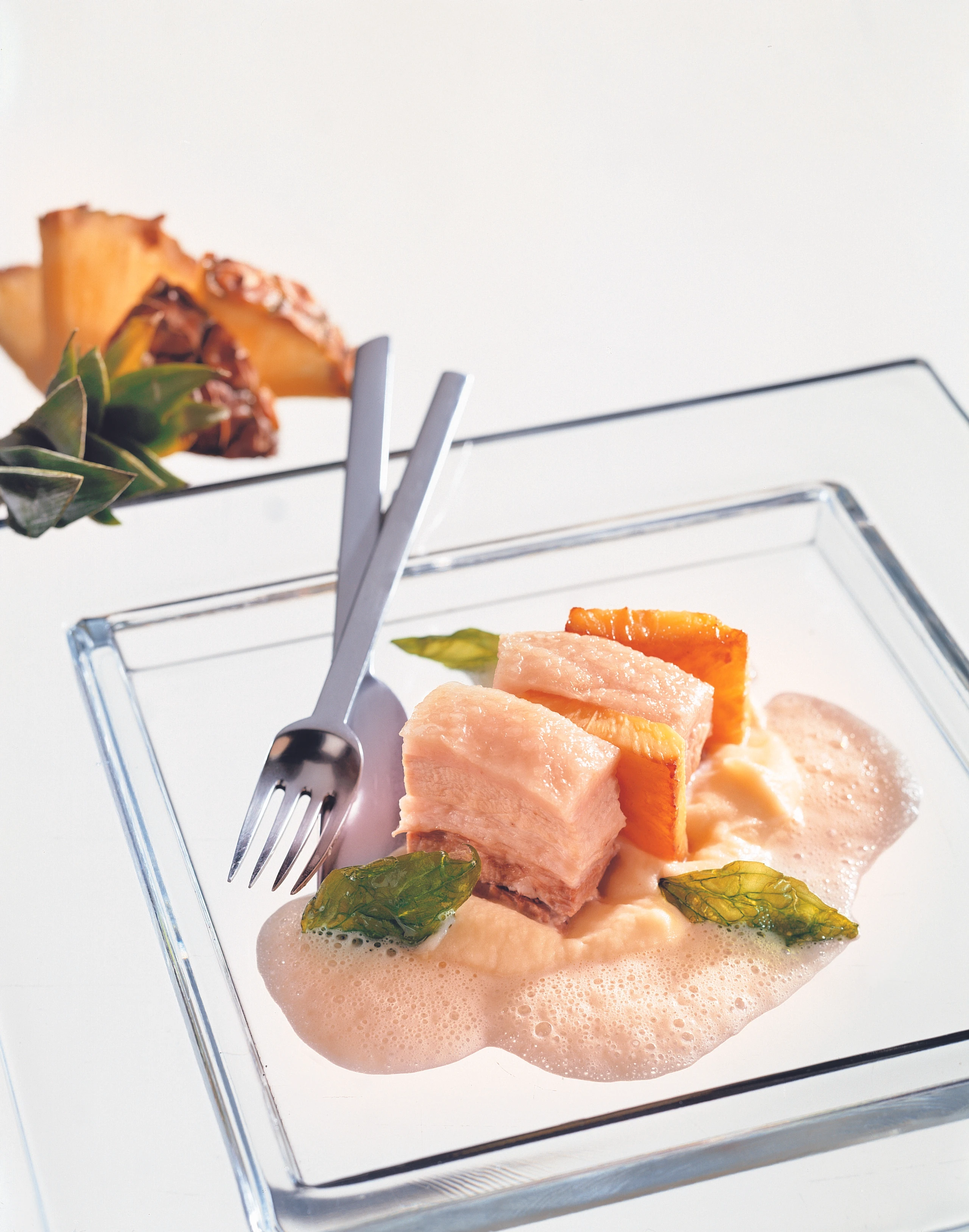 Bauchfleisch mit Ananas und Erdäpfelpüree