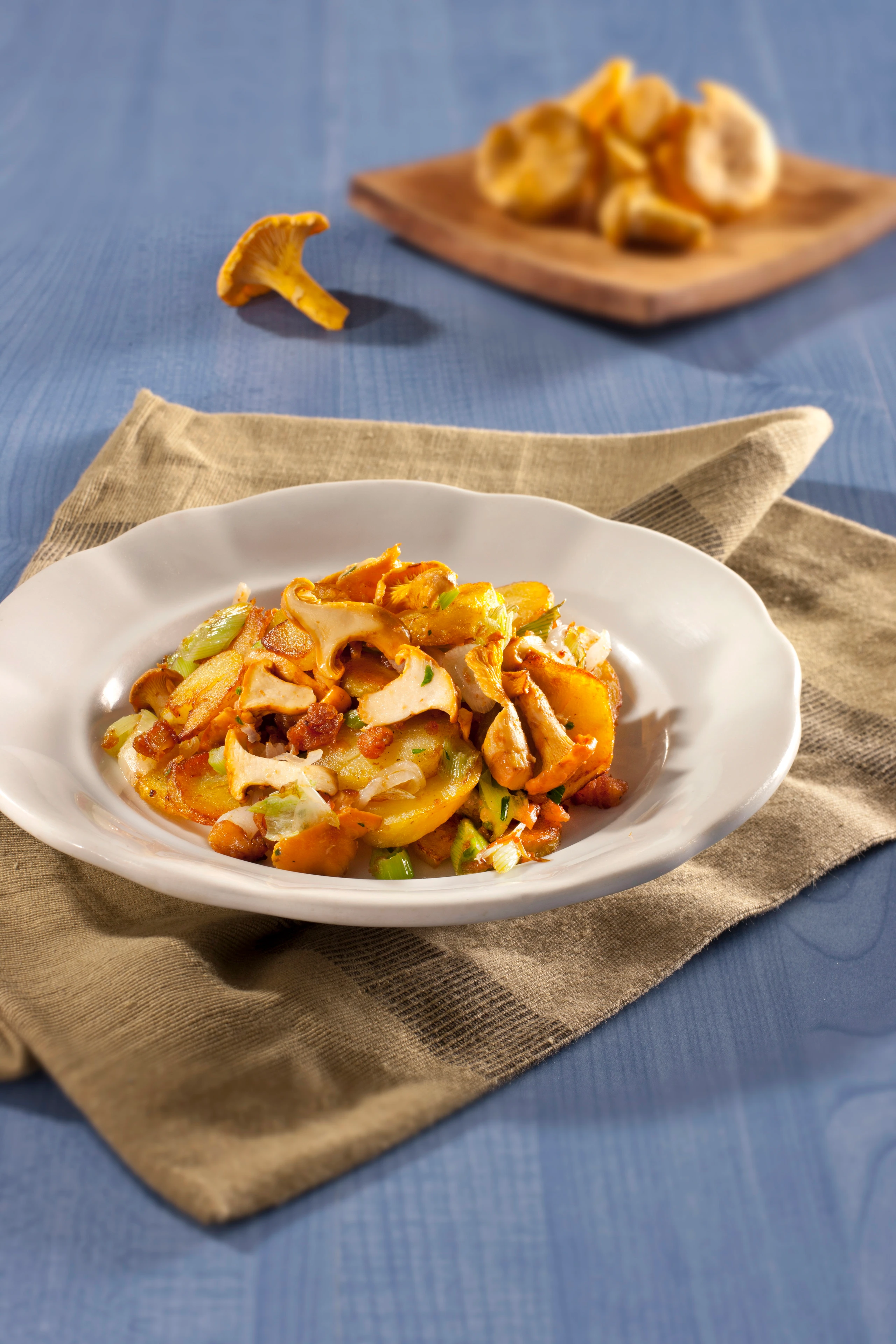 Eierschwammerlgröstl mit Grammeln