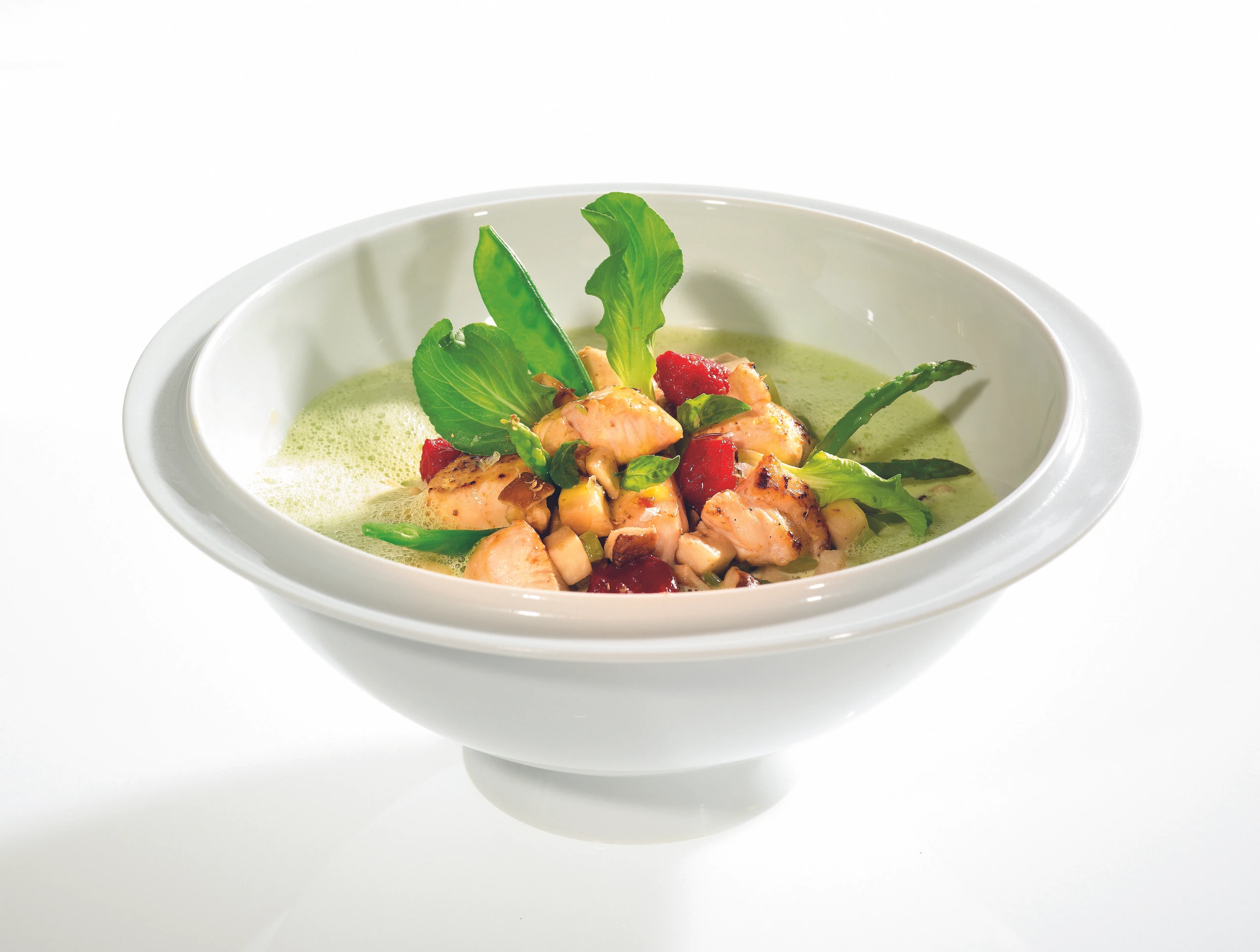 Auszug von 1001 Gewürzen mit Huhn, Pilzen und Gemüse