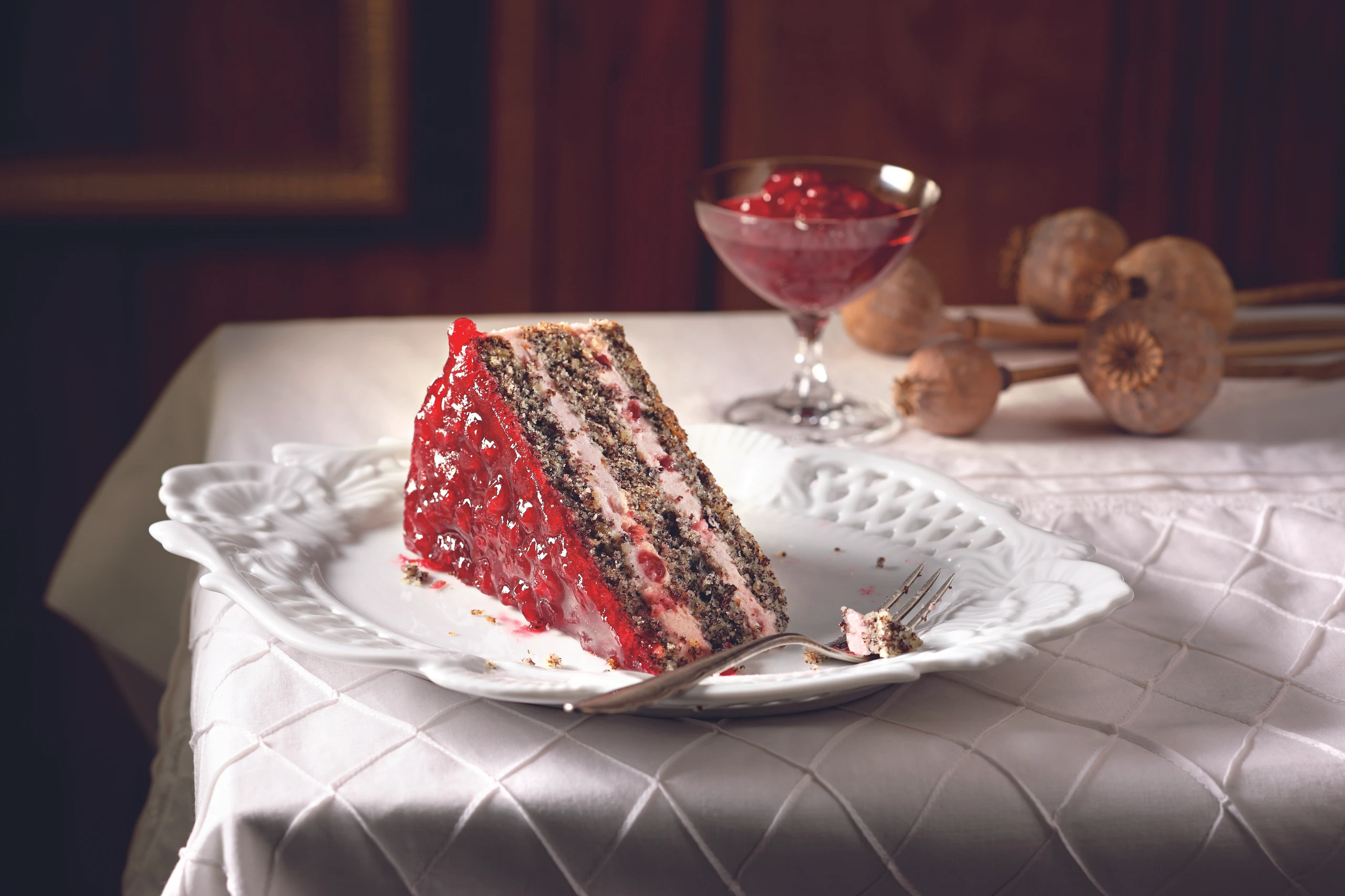 Mohn-Preiselbeertorte