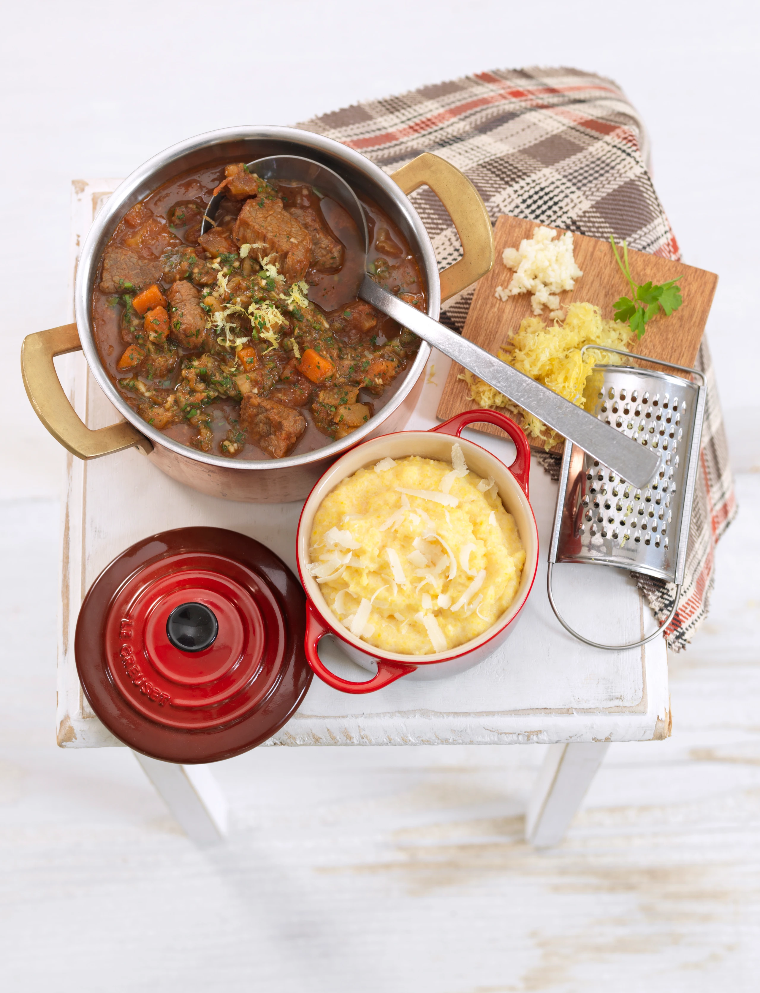 Rindsragout nach Ossobuco-Art mit Polenta