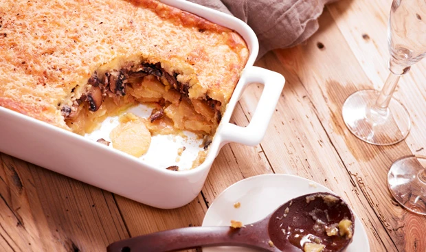 Schwammerlauflauf mit Püreehaube