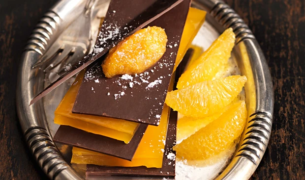 Schokoblätter mit Orangengelee