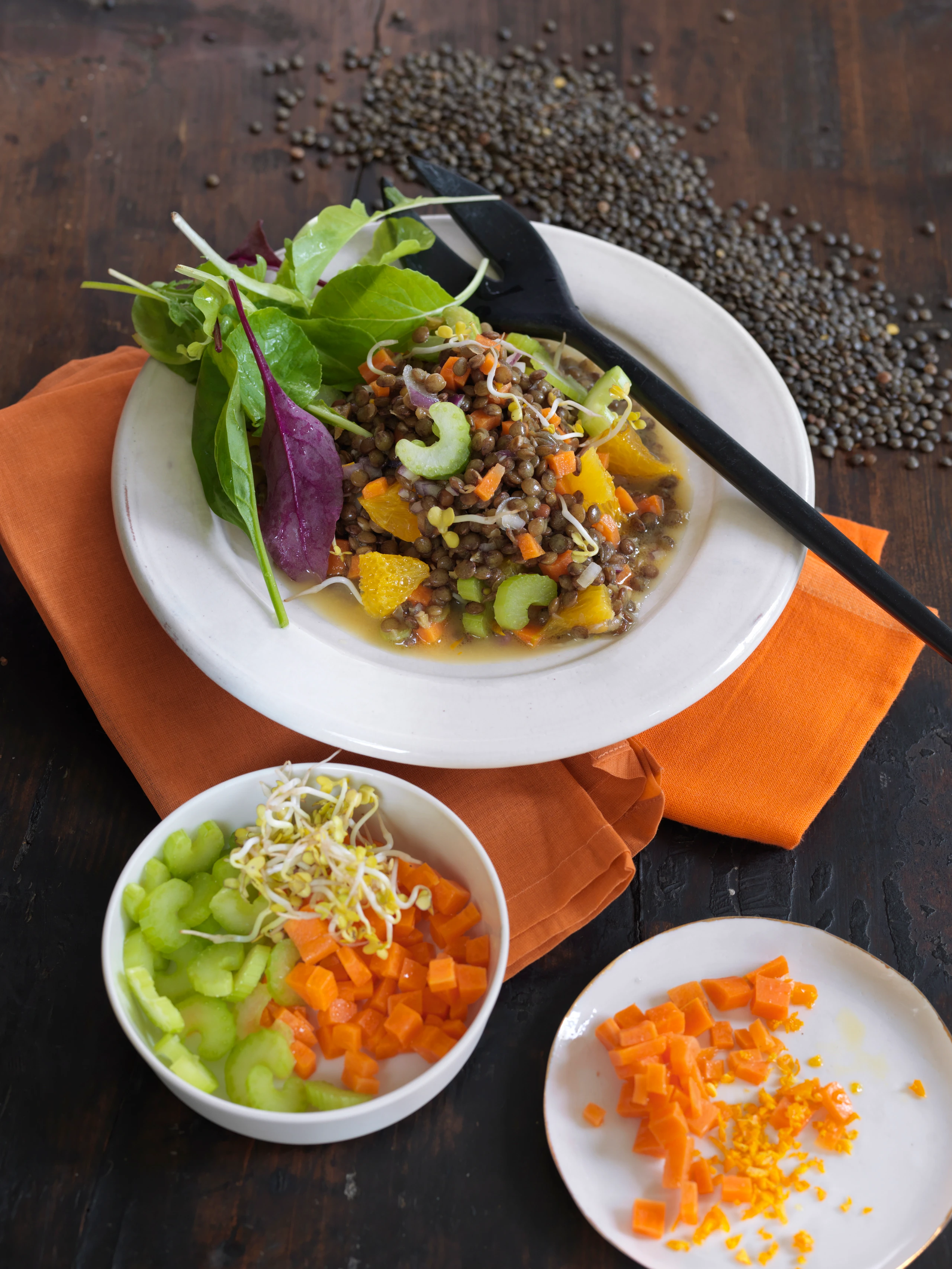 Linsensalat mit Orangendressing