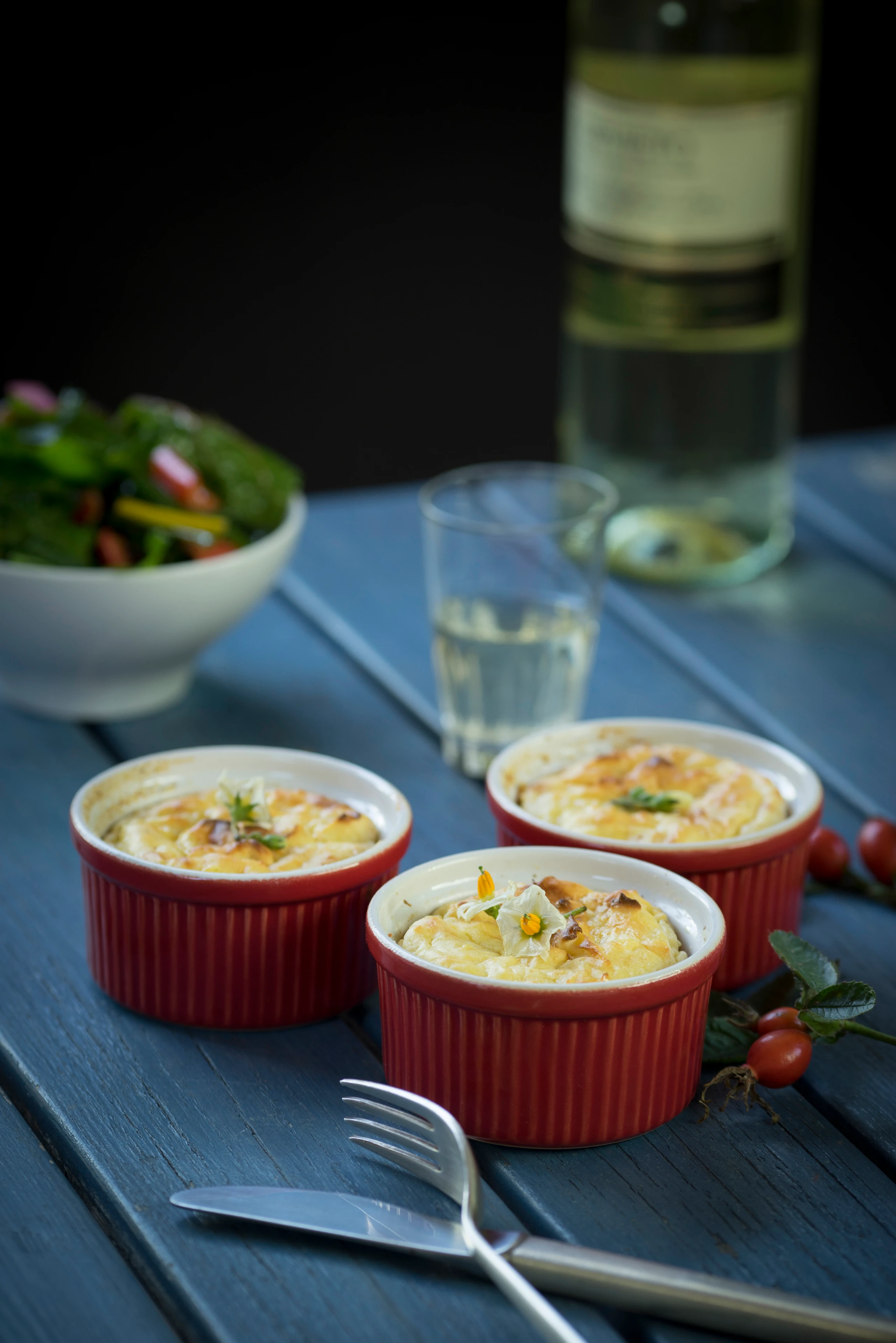 Erdäpfel-Flans mit Mangold