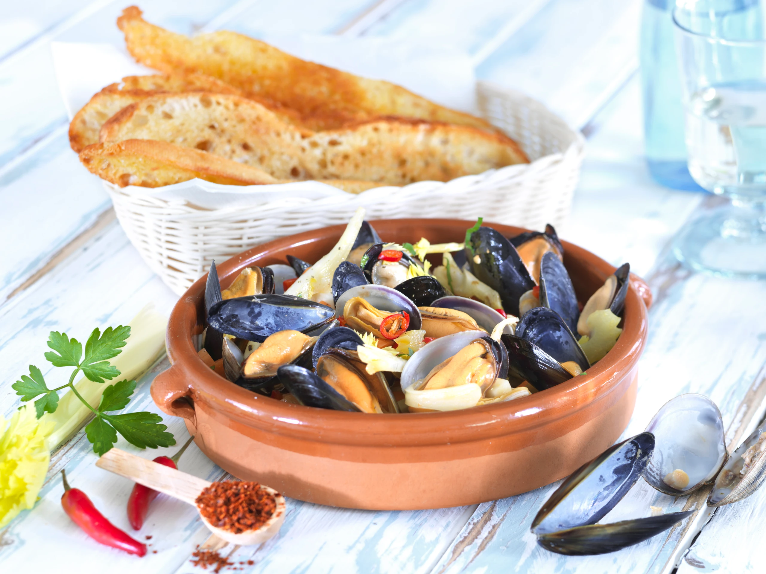 Muscheln im Sherry-Sud