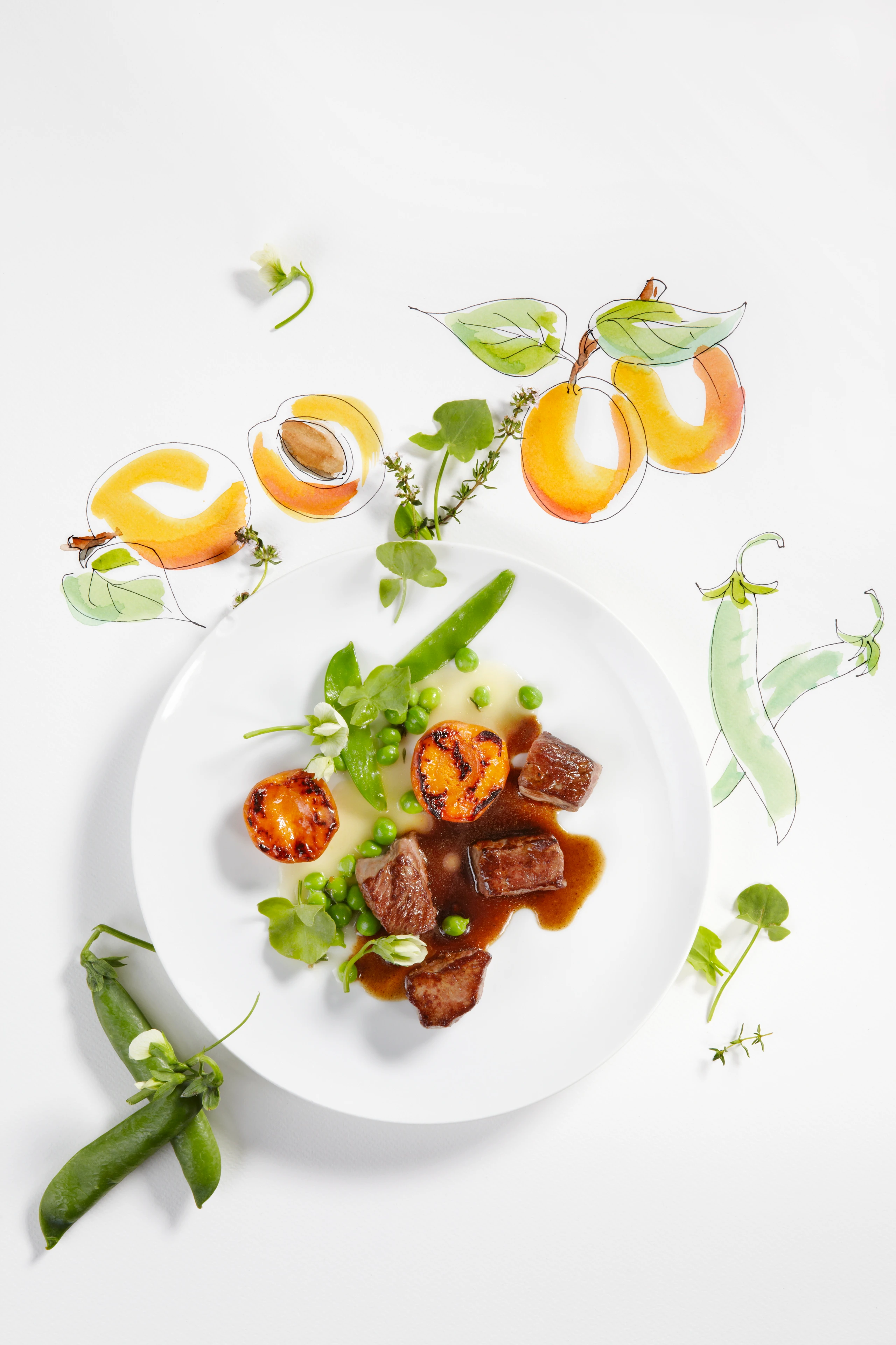 Lamm mit Marillen und Erbsen