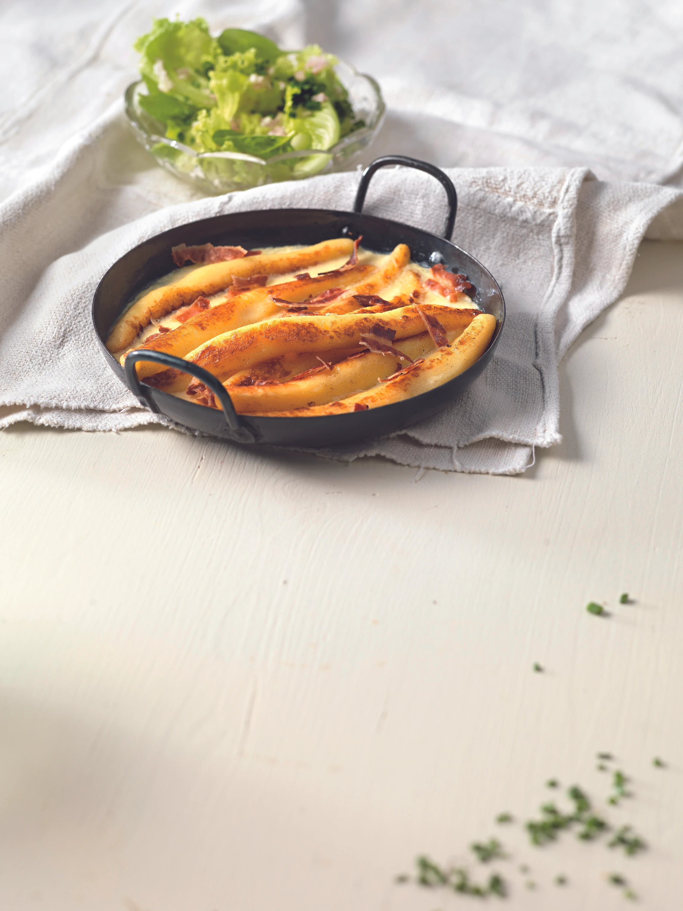 Gebackene Erdäpfelnudeln mit Bauchspeck