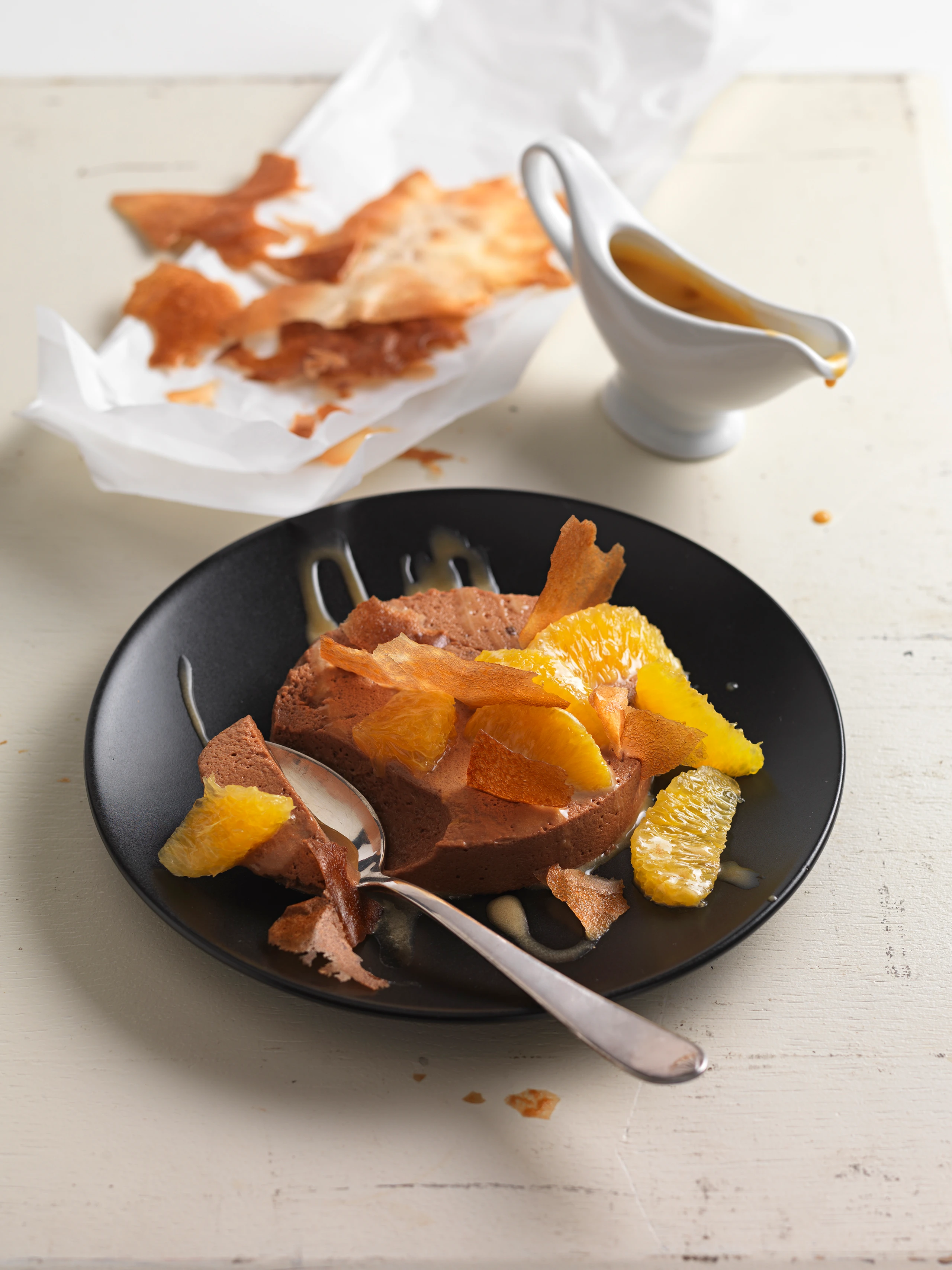 Nougatcreme mit Karamellsauce