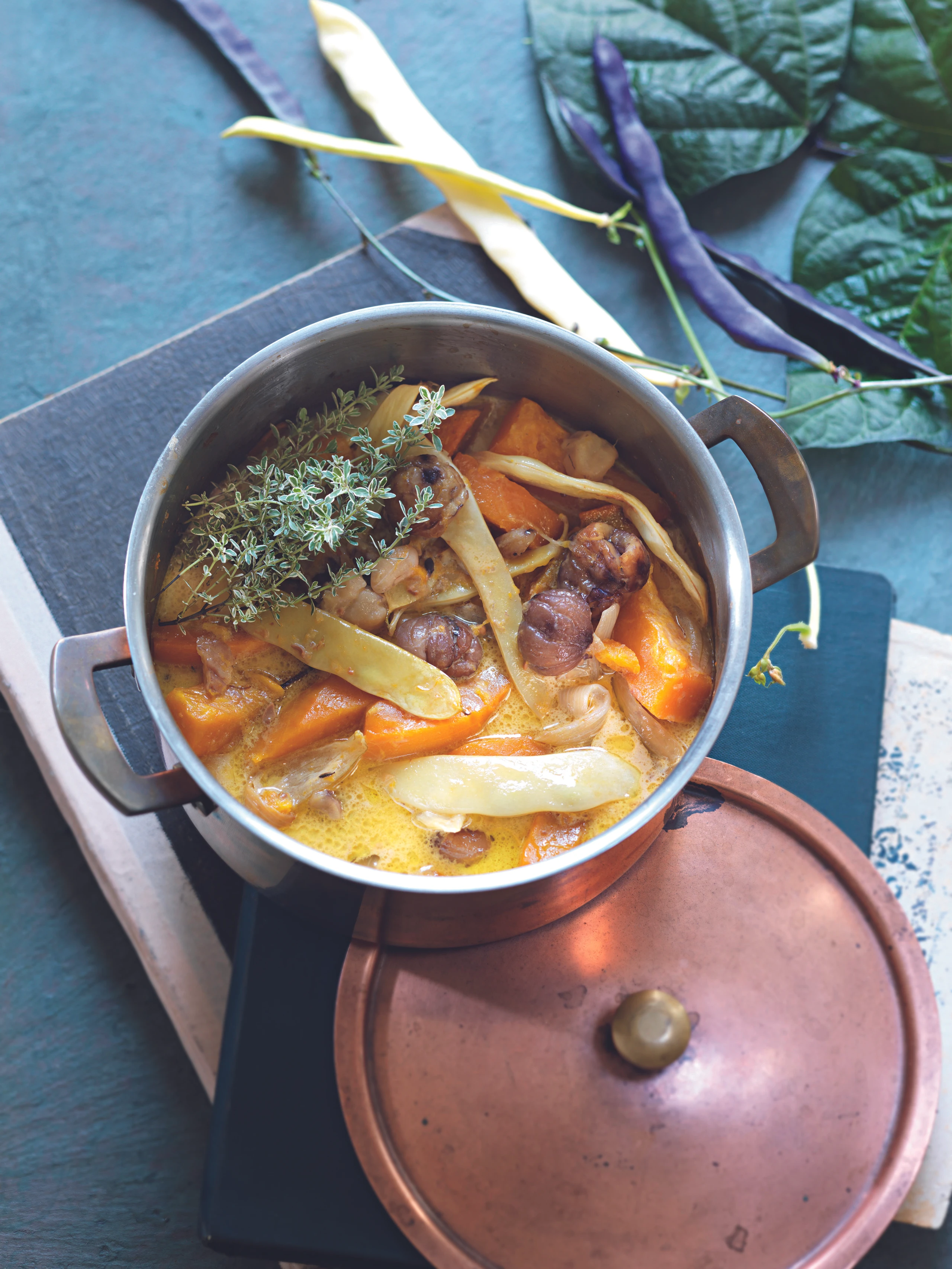 Eintopf mit Kürbis, Bohnen und Maroni