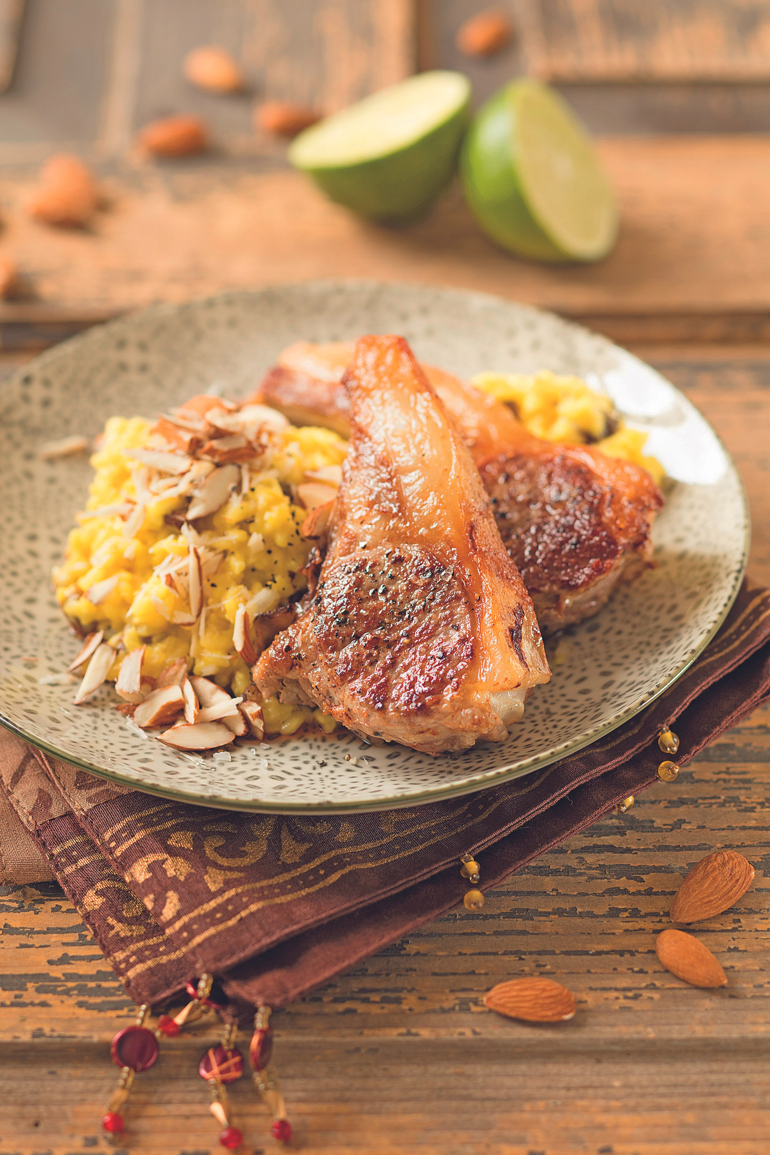 Lammkoteletts mit Safranrisotto