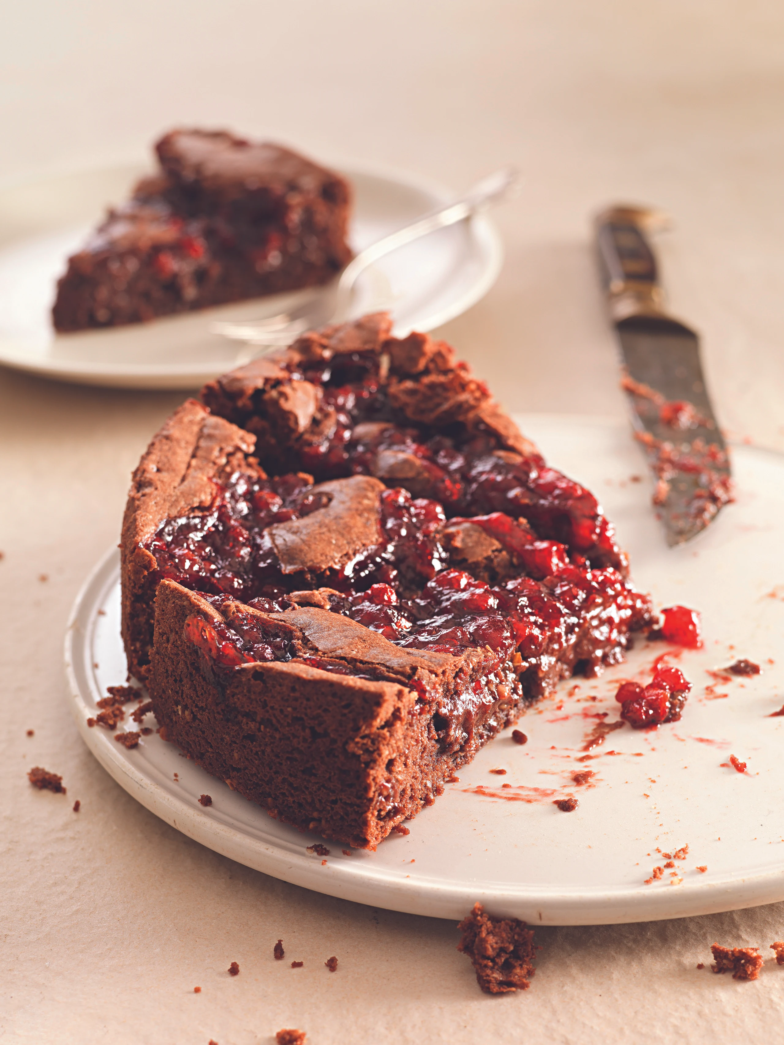 Schokotarte mit Preiselbeeren