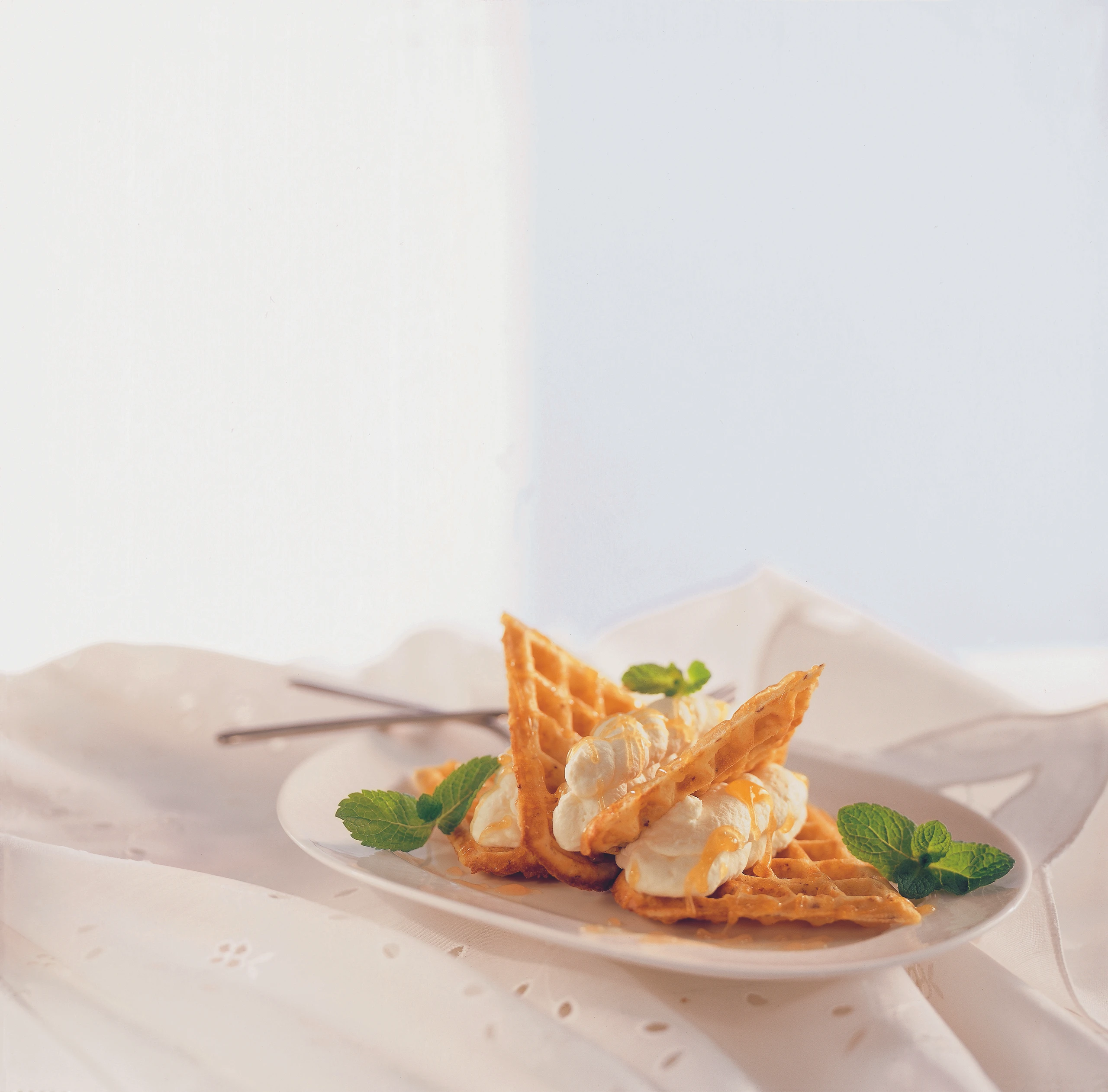 Honigwaffeln mit Kokoscreme