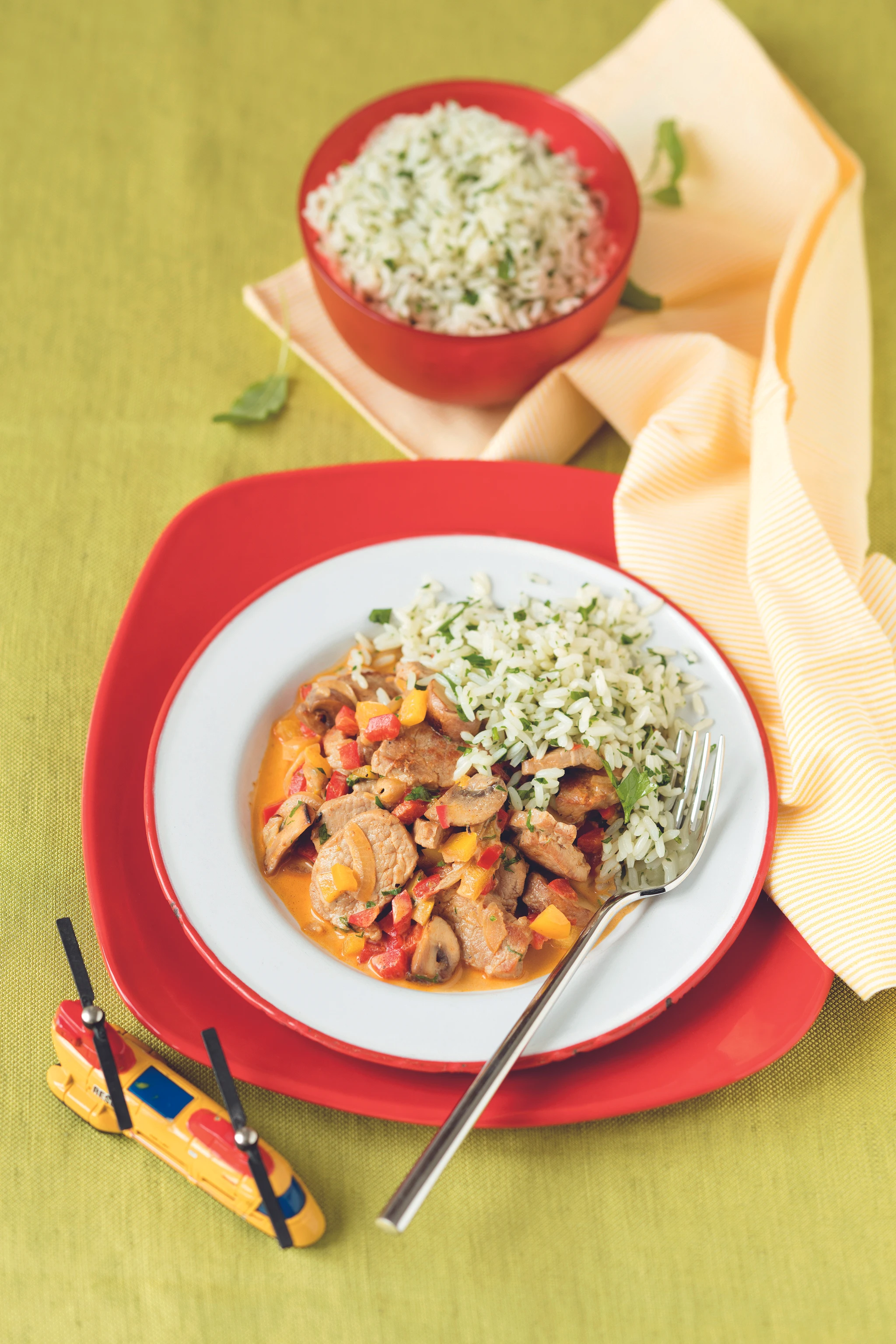 Schweinsgeschnetzeltes mit Kräuterreis