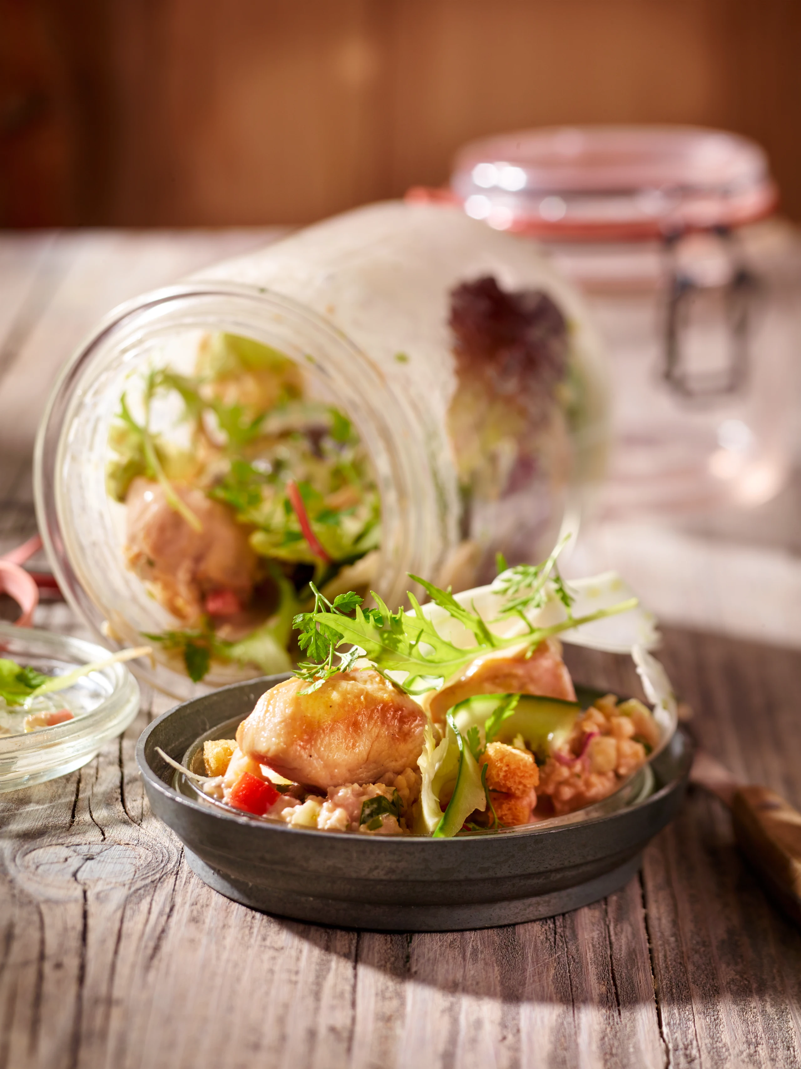 Hirsesalat mit Huhn und Thunfischdressing
