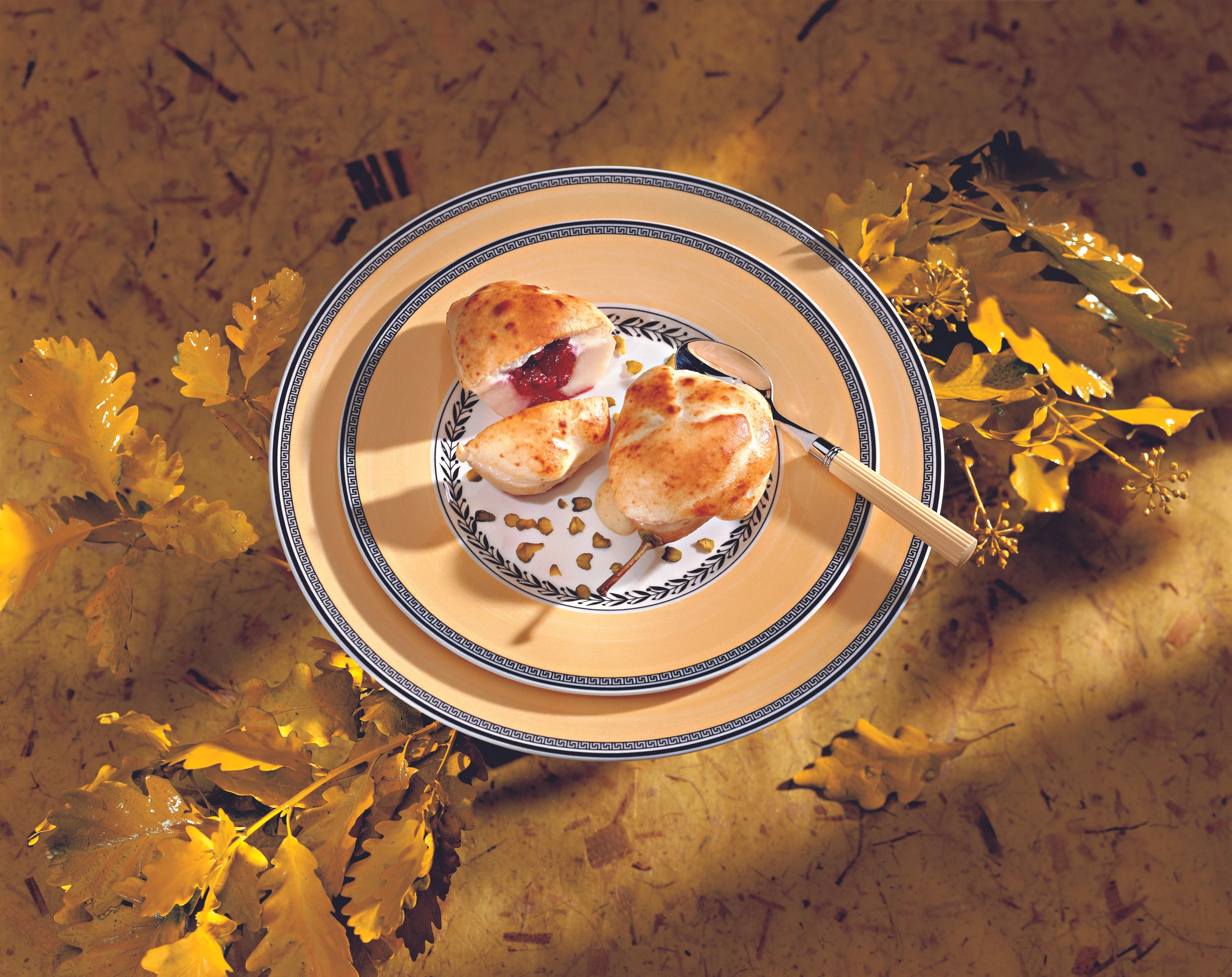 Überbackene Birnen mit Preiselbeerfülle