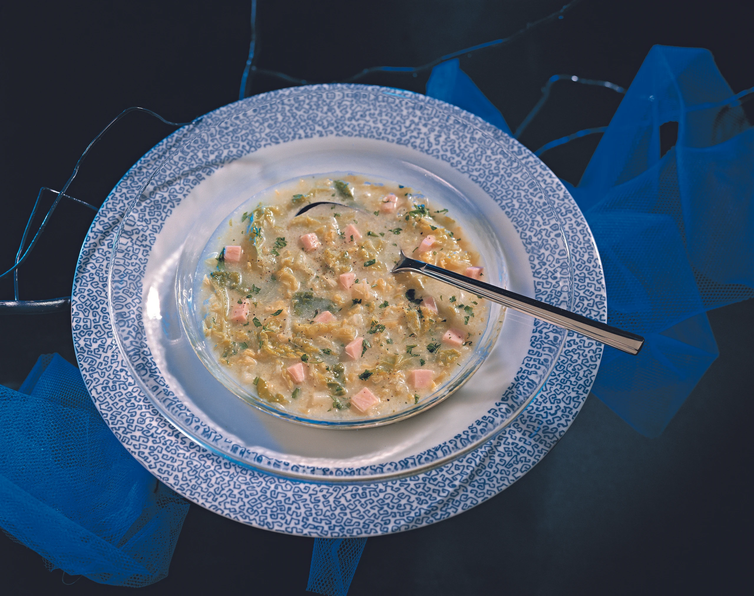 Kohlrahmsuppe mit Schinken