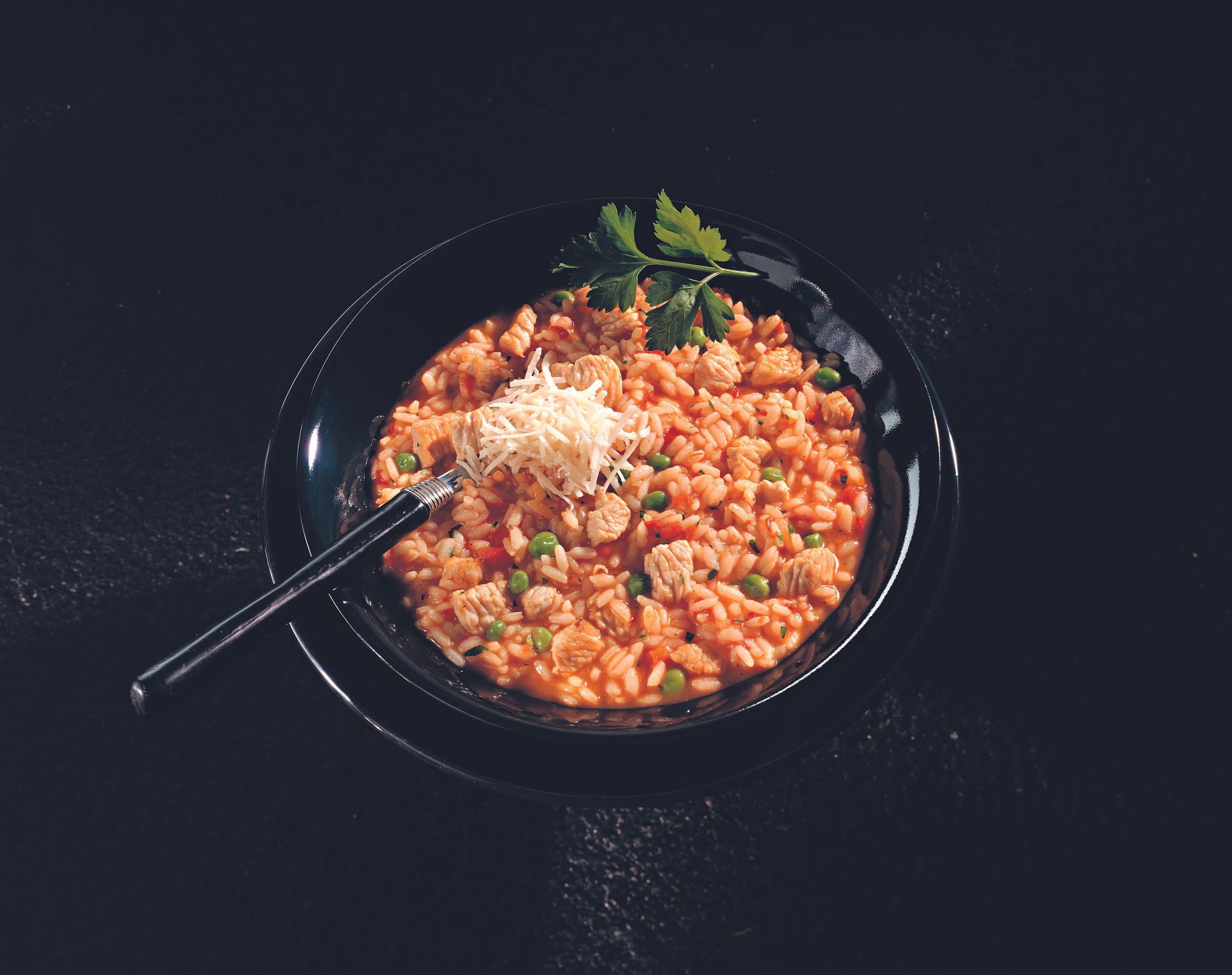 Schnelles Paprika-Risotto mit Putenbrust