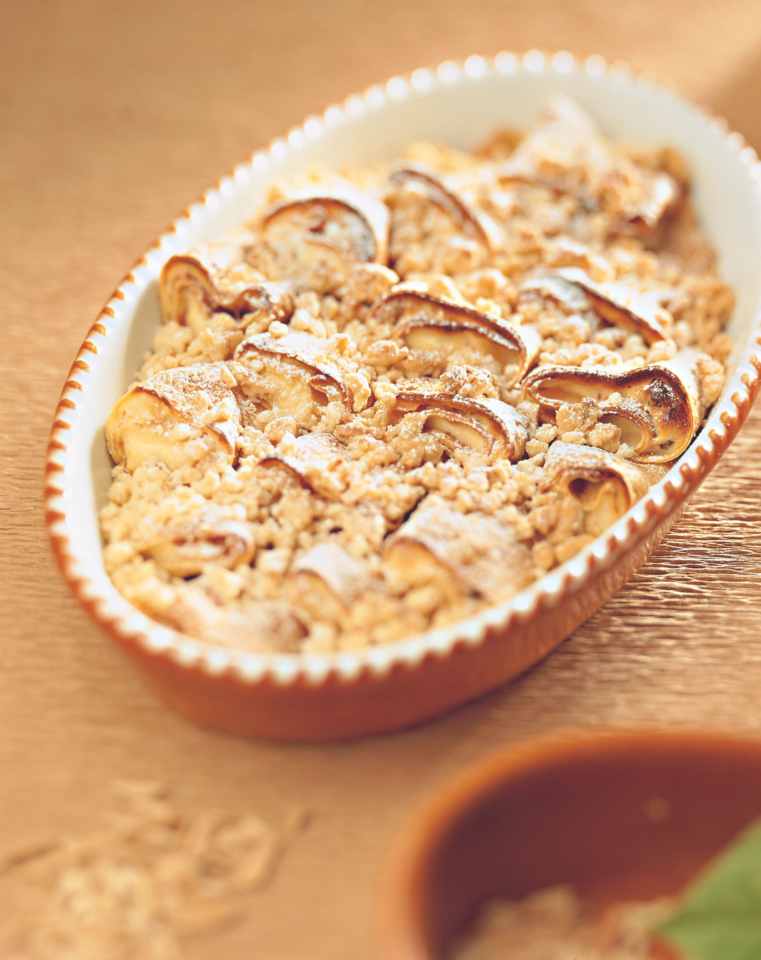 Topfenpalatschinken mit Streusel