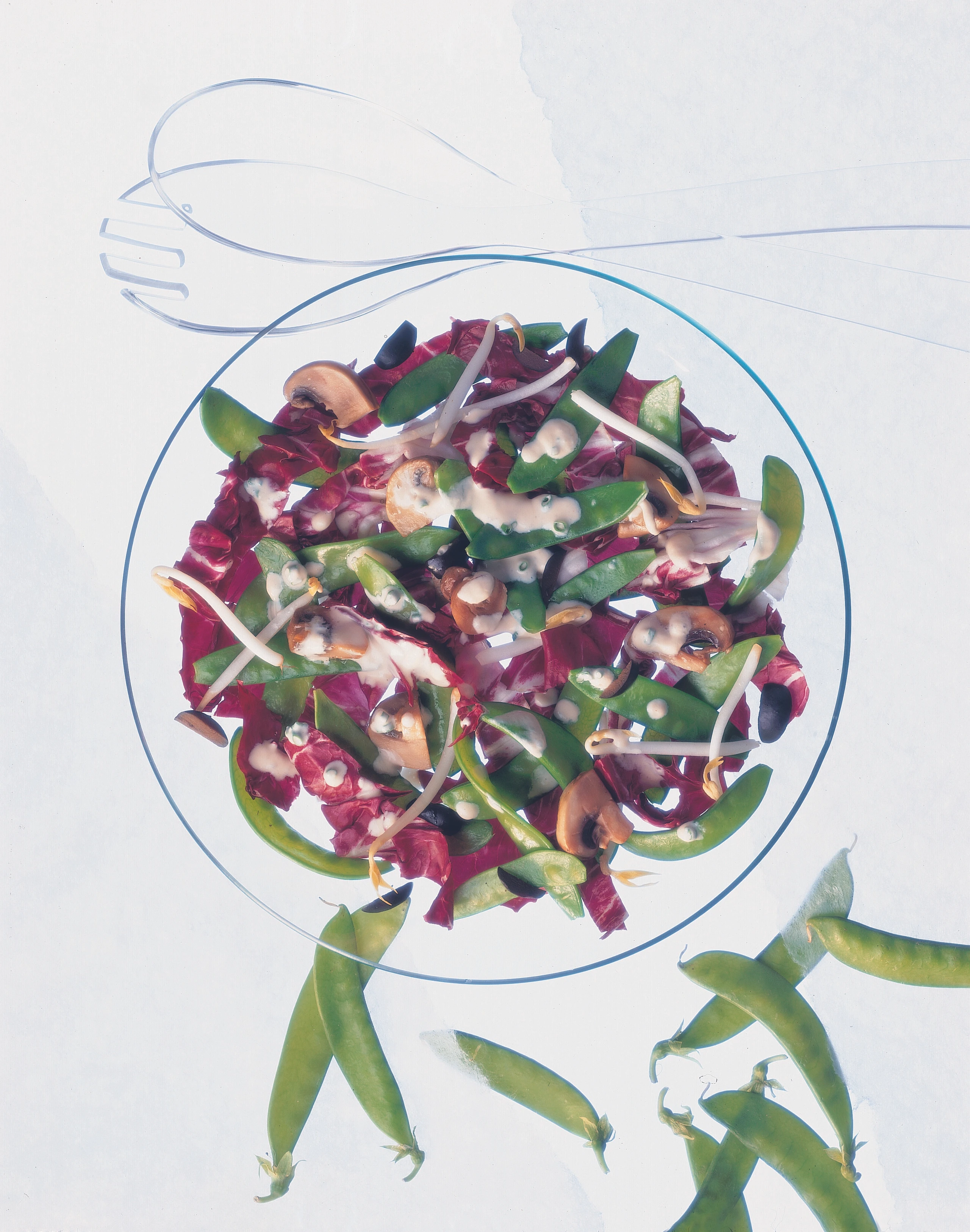 Erbsenschoten-Radicchio-Salat mit Parmesandressing