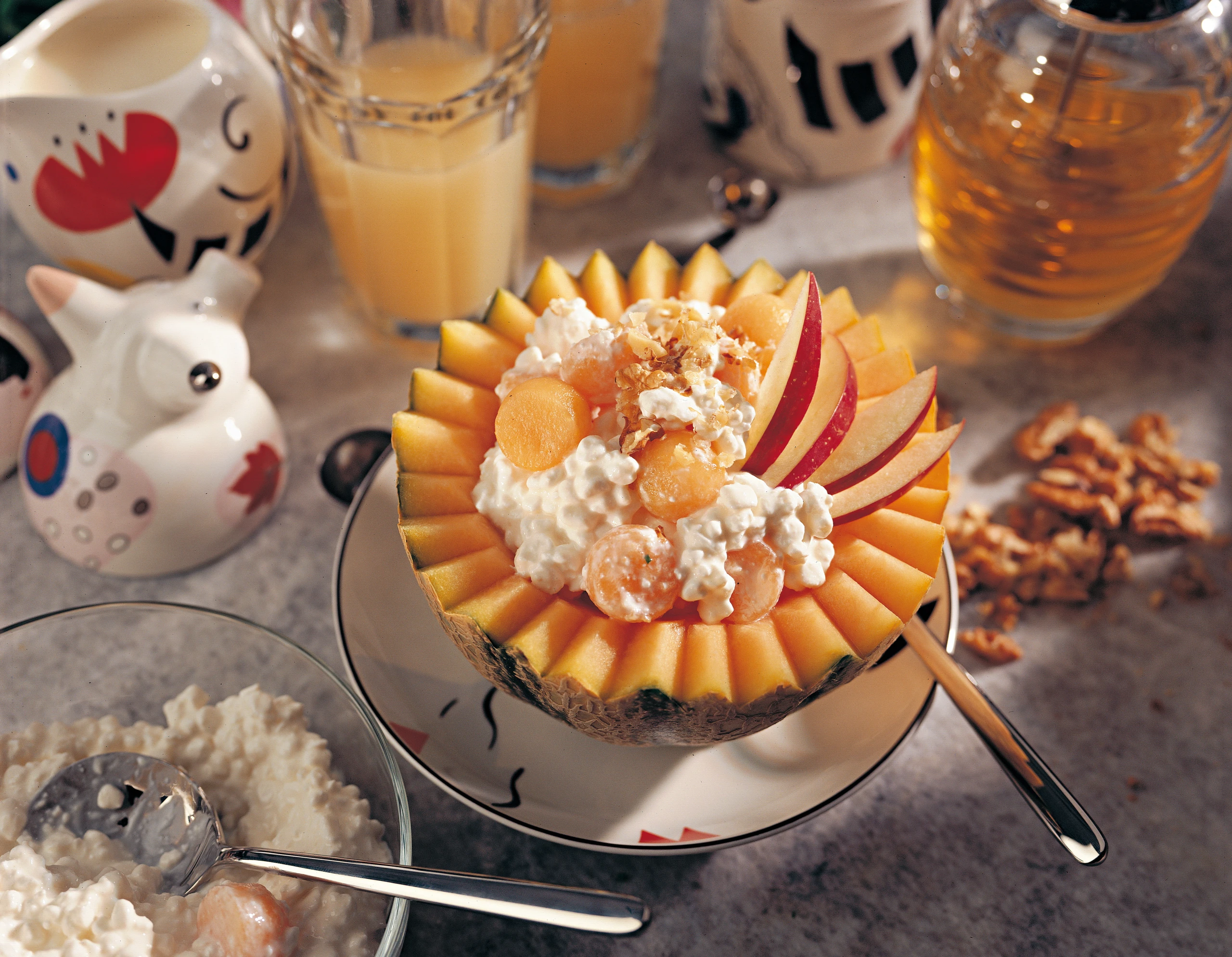 Zuckermelone mit Frischkäse