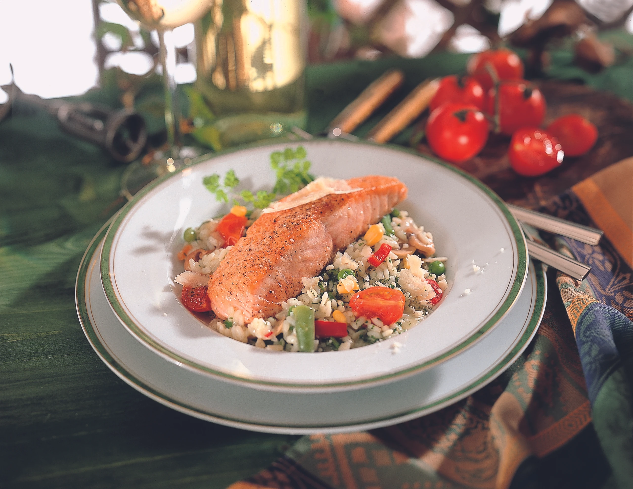 Gemüserisotto mit Lachsfilet