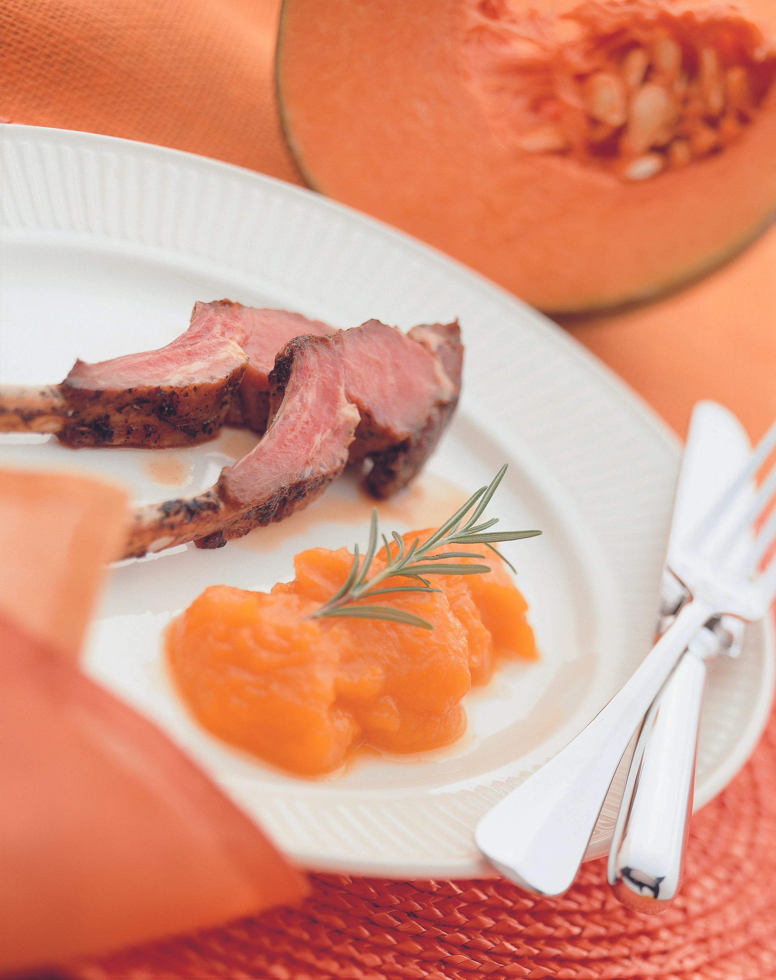 Lammkoteletts mit Kürbispüree