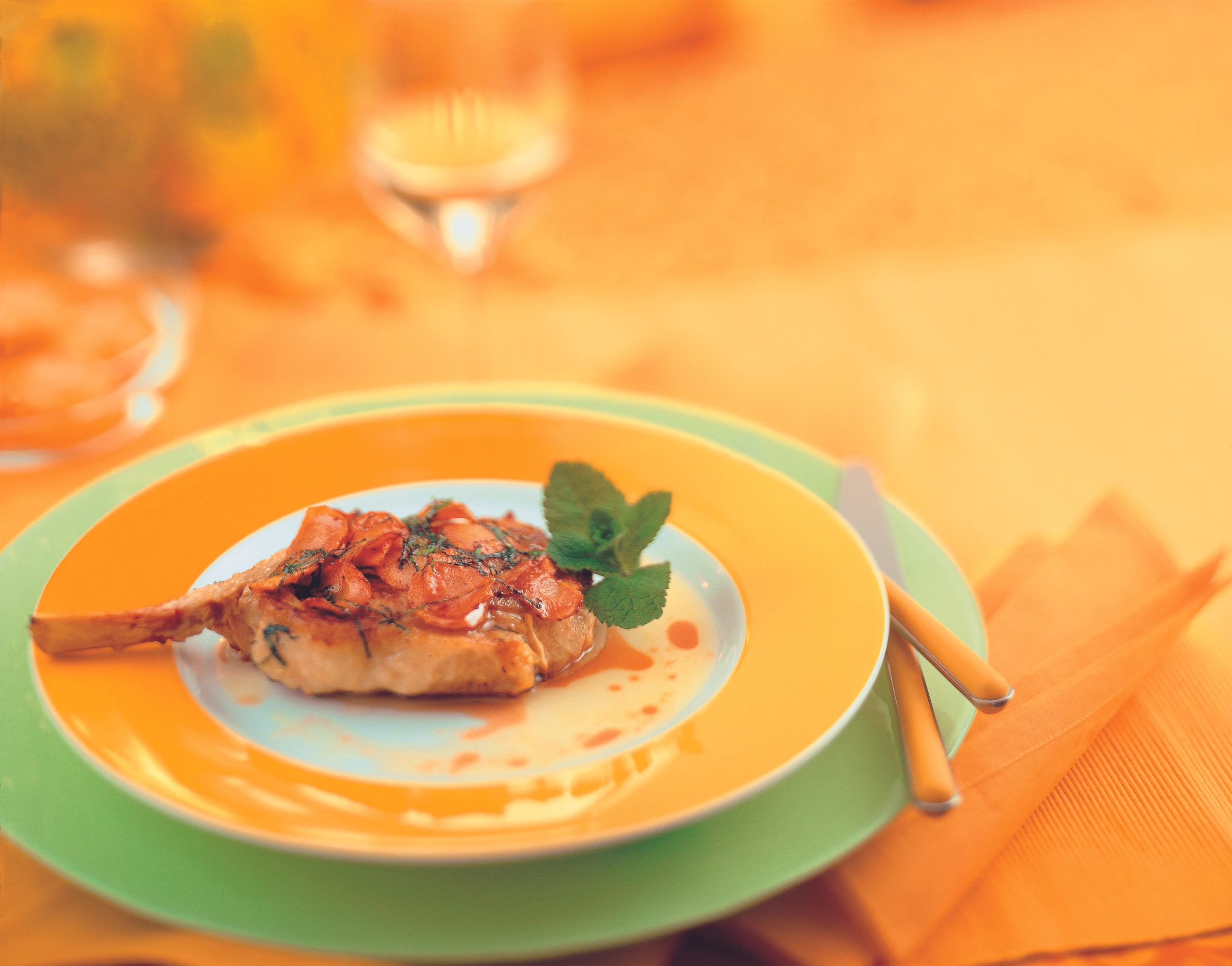 Kalbskotelett mit Pfefferminzöl